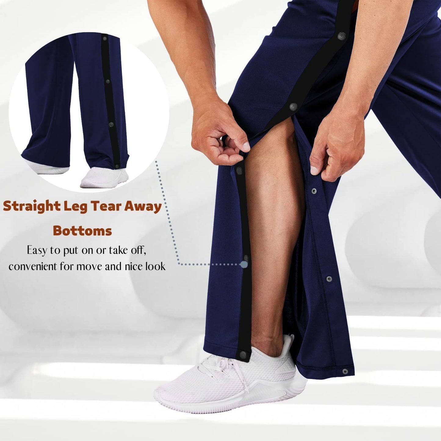 PINSPARK Men’s Rehab Joggers – Tear-Away Athletic Pants