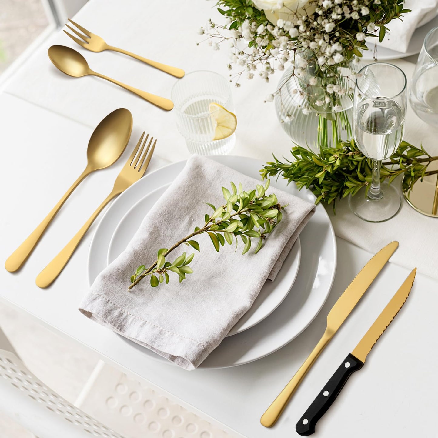 BEWOS 36-teiliges Besteck set mit Steakmesser Service für 6, Premium-Edelstahl-Bestecksets für Haus & Küche, Hochwertiges Messer-Löffel-Gabel-Besteck-Set Hochglanzpoliert, Spülmaschinenfest
