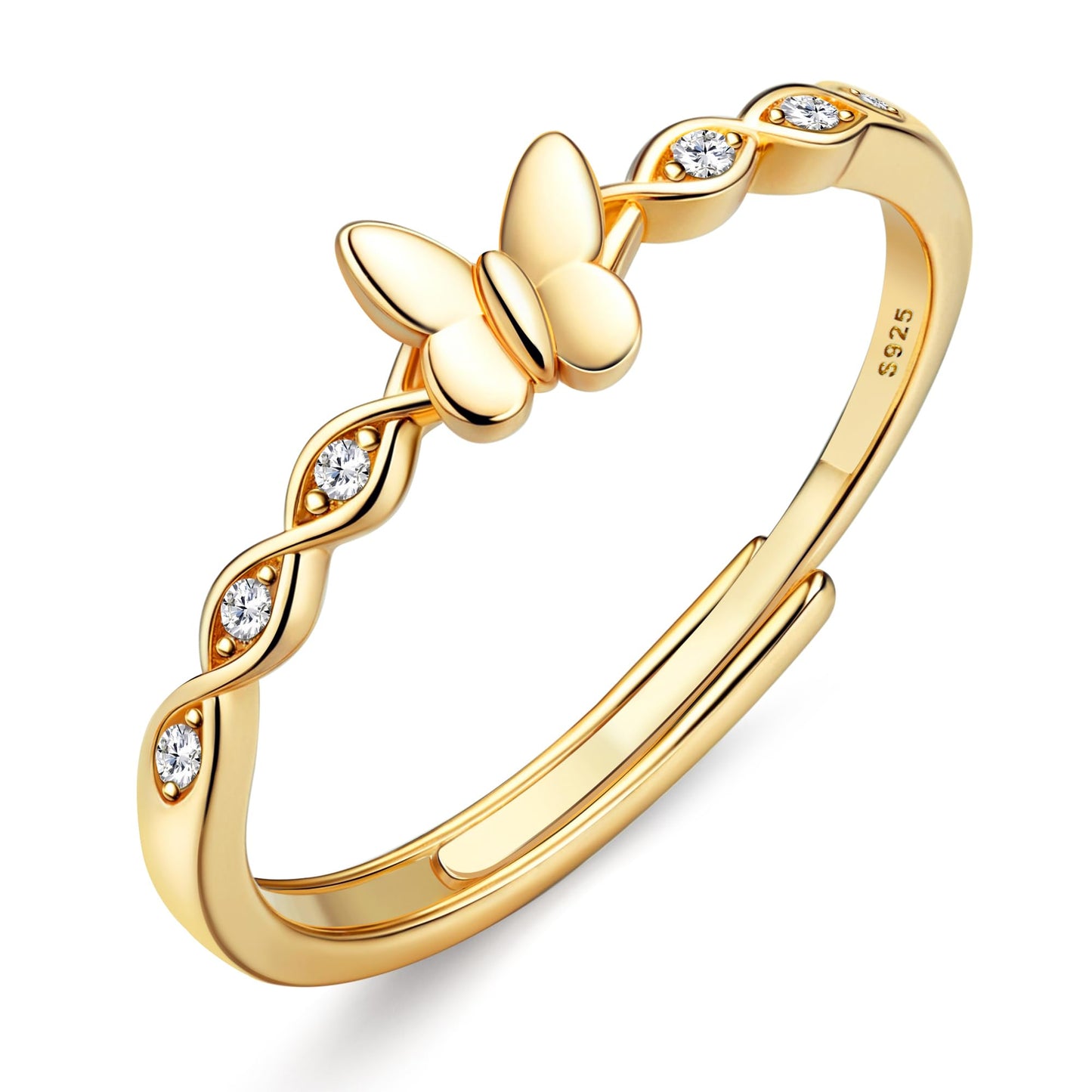 JeweBella 925 Sterling Silver Butterfly Ring for Women