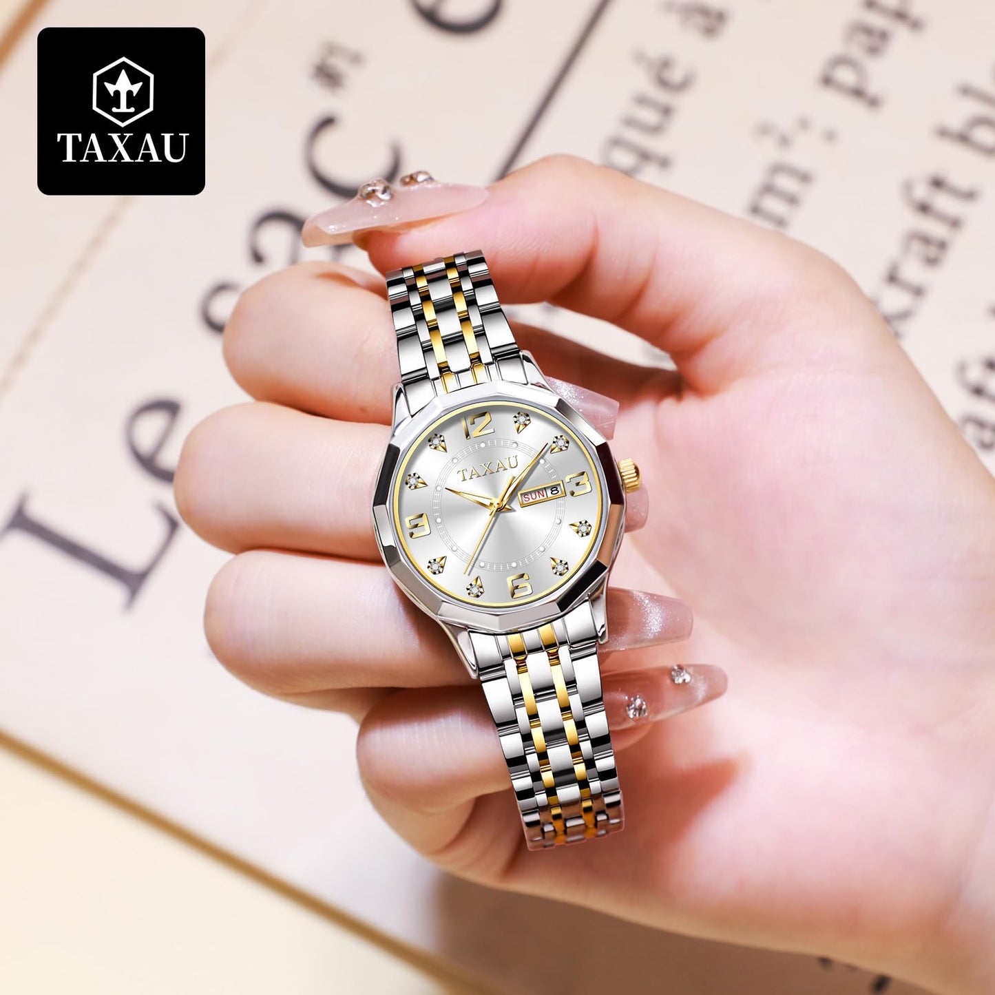 Taxau Uhr Frauen Luxus Edelstahl Uhren Frauen Kleid für Frauen wasserdichte Analog Quarz Damenuhren Klassische Reloj para Mujer