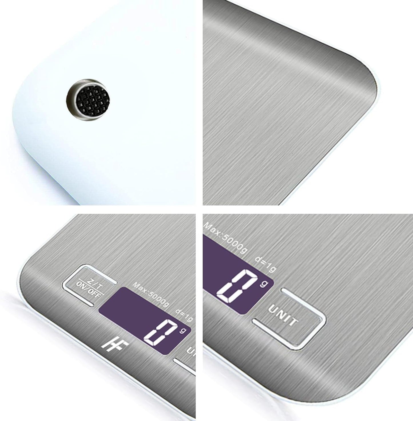 HomeFashion Küchenwaage Edelstahl, Hochpräzise 5kg 1g Digitalwaage mit LCD Display, Tara-Funktion, 6 Maßeinheiten, Batterien inklusive