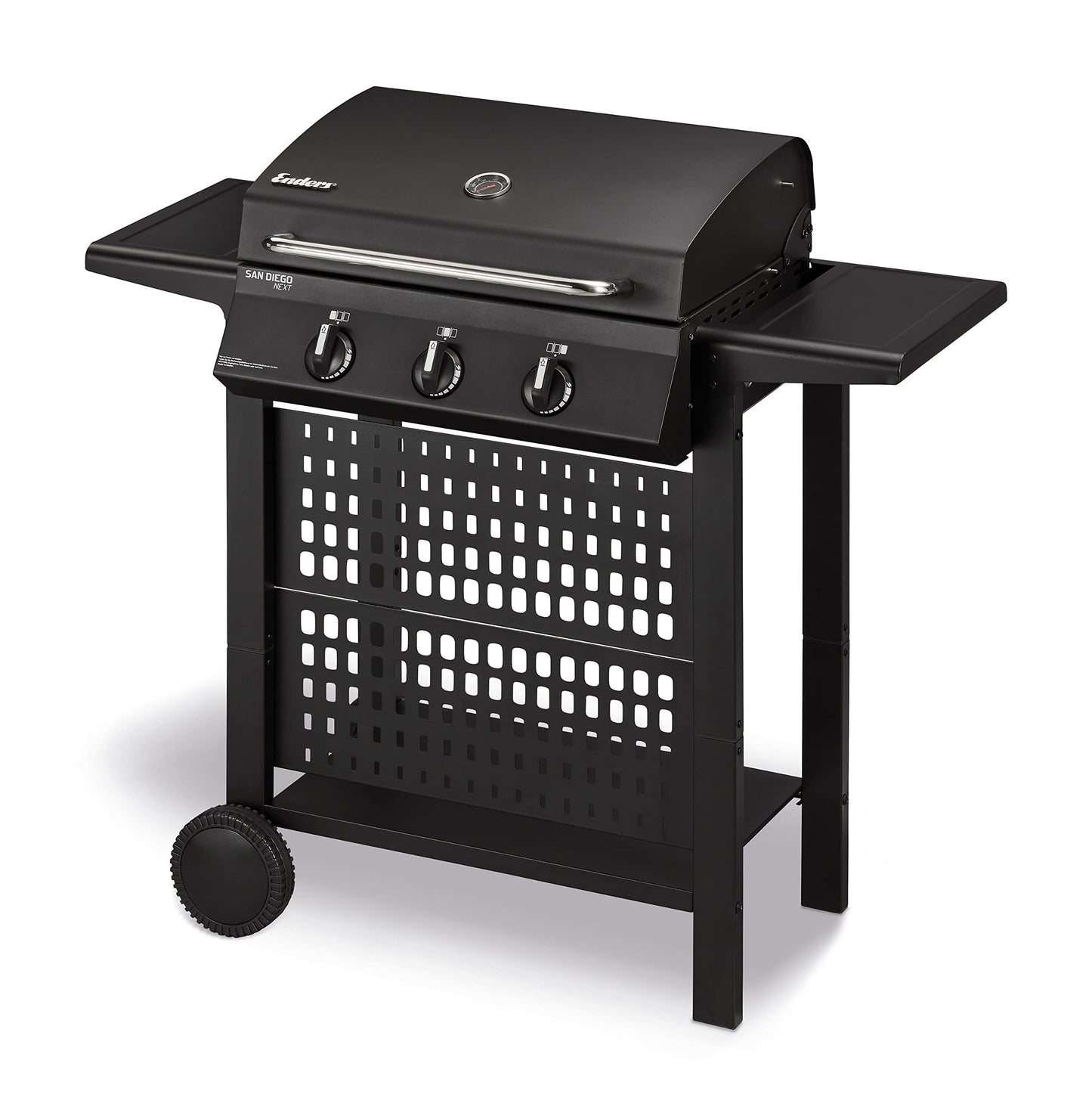 Enders Gasgrill SAN DIEGO 3, mit Thermometer, 3-Brenner aus Edelstahl, kleiner , Rost, Balkon-Grill, stabile Seitenablagen, leistungsstark, 50,5x33 cm/1.666,5 cm², 81166