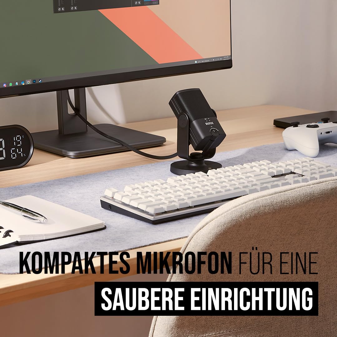 RØDE NT-USB+ Professionelles USB-Mikrofon für Profi-Audioaufnahmen direkt auf dem Computer oder Mobilgerät, schwarz