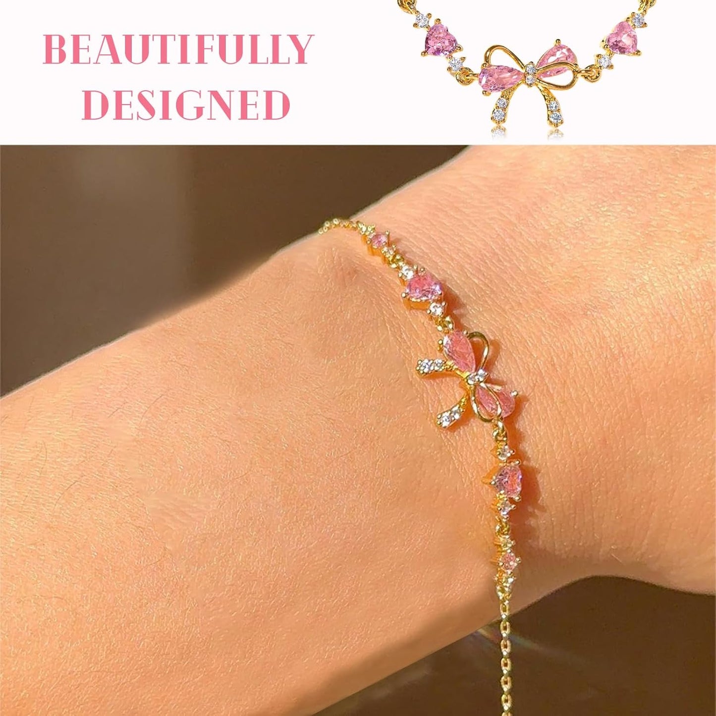 Auiremrti Friendship Bracelet with Zirconia Bow Knot