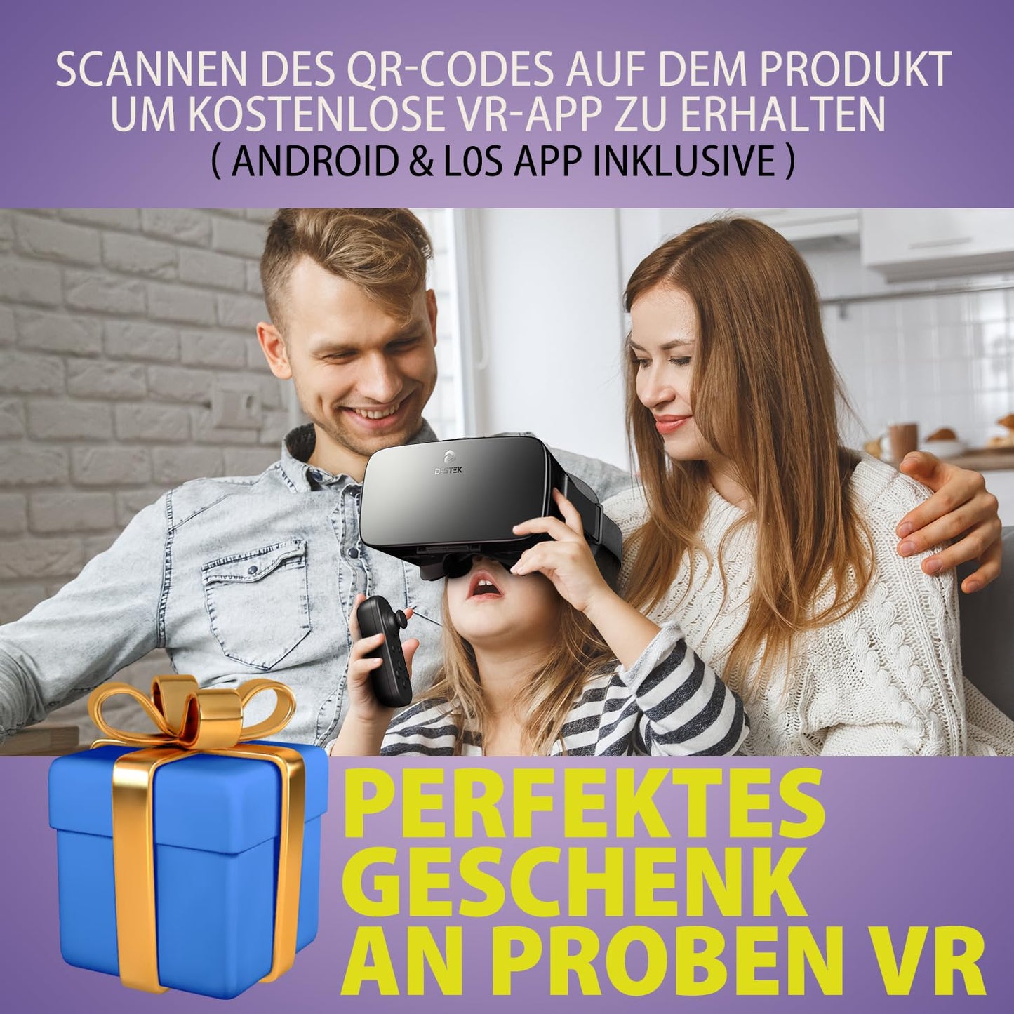 DESTEK V5 VR Glasses Mobile Phone, Eye Protection 3D Mobile Phone Glasses 110° FOV HD Anti-Blue Lens VR Headset for iPhone Samsung Android 4.7-6.8 inch