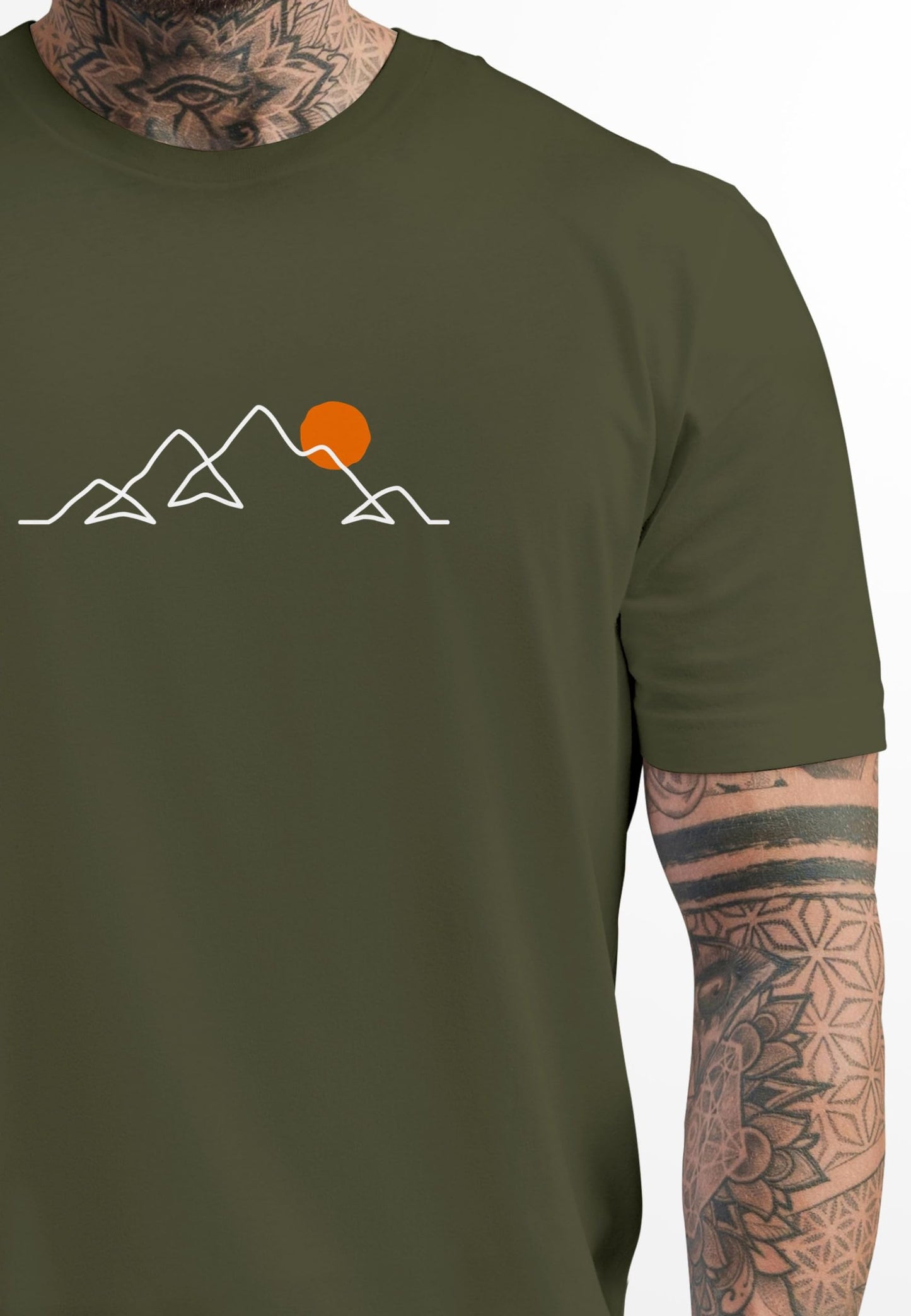 Neverless® Men’s Line-Art Mountain Print T-Shirt