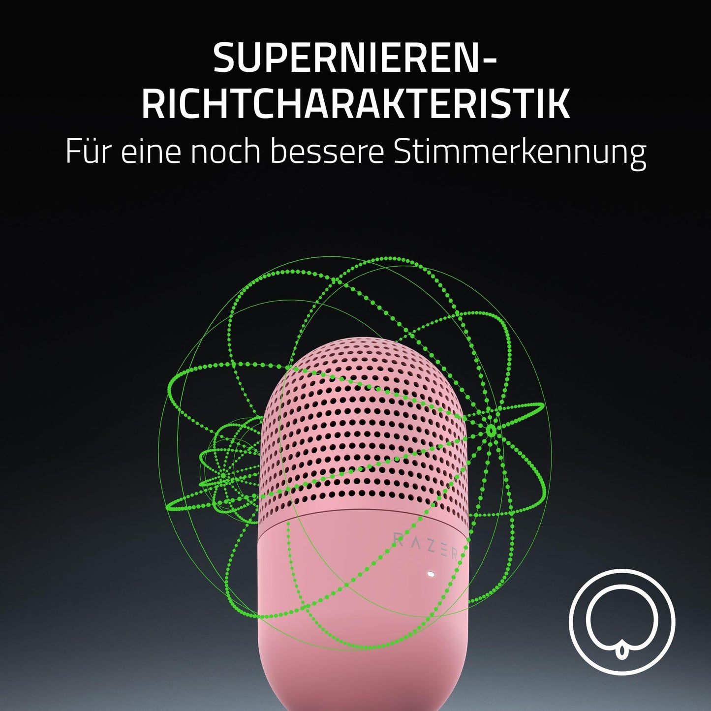 Razer Seiren V3 Mini - Ultrakompaktes USB-Mikrofon (14mm Supernieren Kondensatormikrofon, Tap-to-Mute-Sensor mit LED-Anzeige, integrierter Stoßdämpfer, Plug-and-Play Design) Schwarz