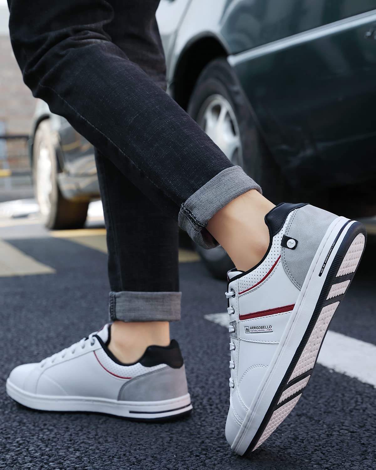 Men’s Casual Leather Sneakers – Lightweight Outdoor Trainers for Walking & Hiking