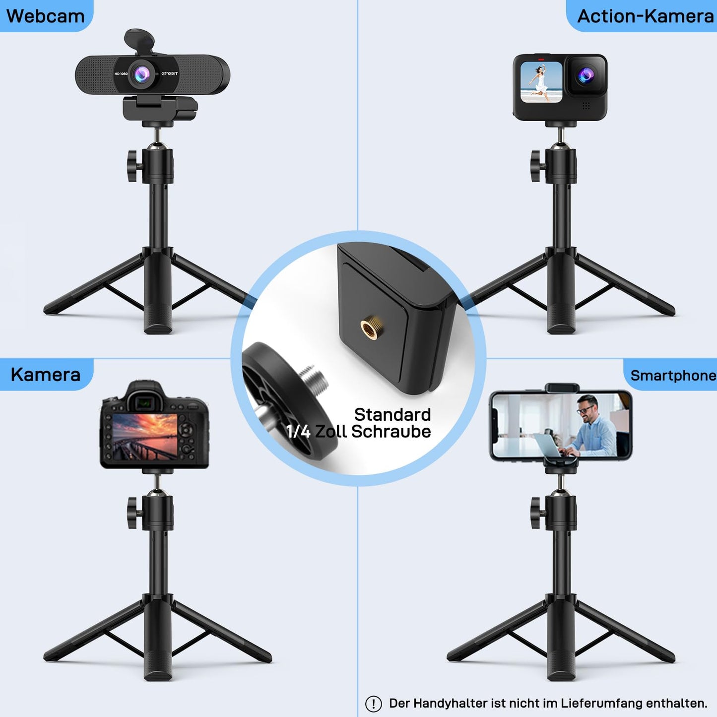 EMEET Full HD Webcam - C960 1080P Webcam mit Objektivabdeckung & Dual Mikrofon, 90 ° Streaming Kamera mit Automatische Lichtkorrektur, Plug & Play, für Linux, Win10, Mac OS