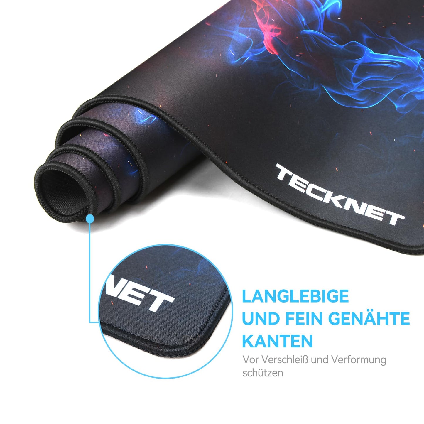 TECKNET Mauspad XXL Speed Gaming, 900x400 mm Schreibtischunterlage Schwarz, Gamer Mouse Pad, Wasserdicht mousepad, Spezielle Oberfläche Verbessert Präzision und Geschwindigkeit, rutschfeste Gummibasis