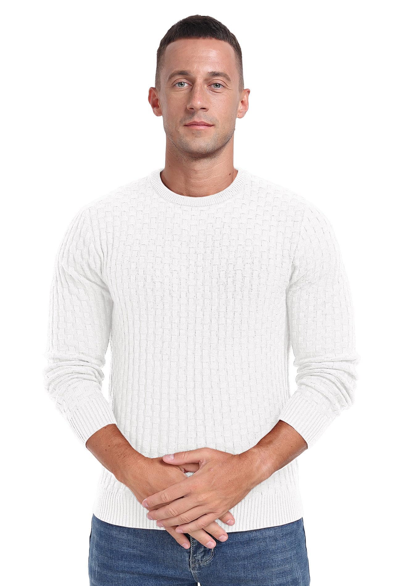 Sailwind Men’s Crew Neck Waffle Knit Sweater