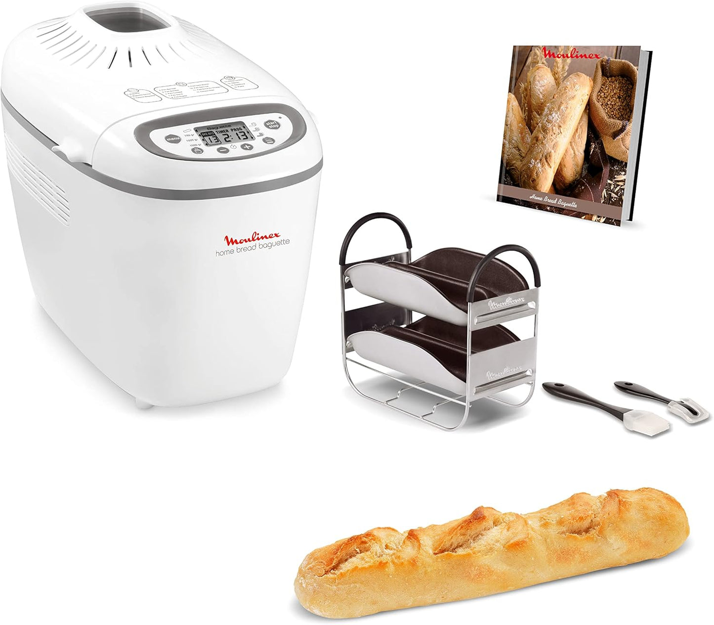 Moulinex OW6101 Home Bread Baguette Brotbackautomat, Kunststoff, 1.5 kilograms, Weiß