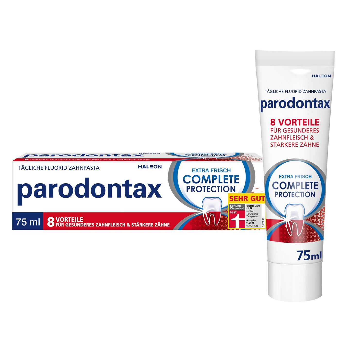 Parodontax Complete Protection Zahnpasta mit Fluorid, 4x75ml, hilft Zahnfleischbluten zu reduzieren und vorzubeugen