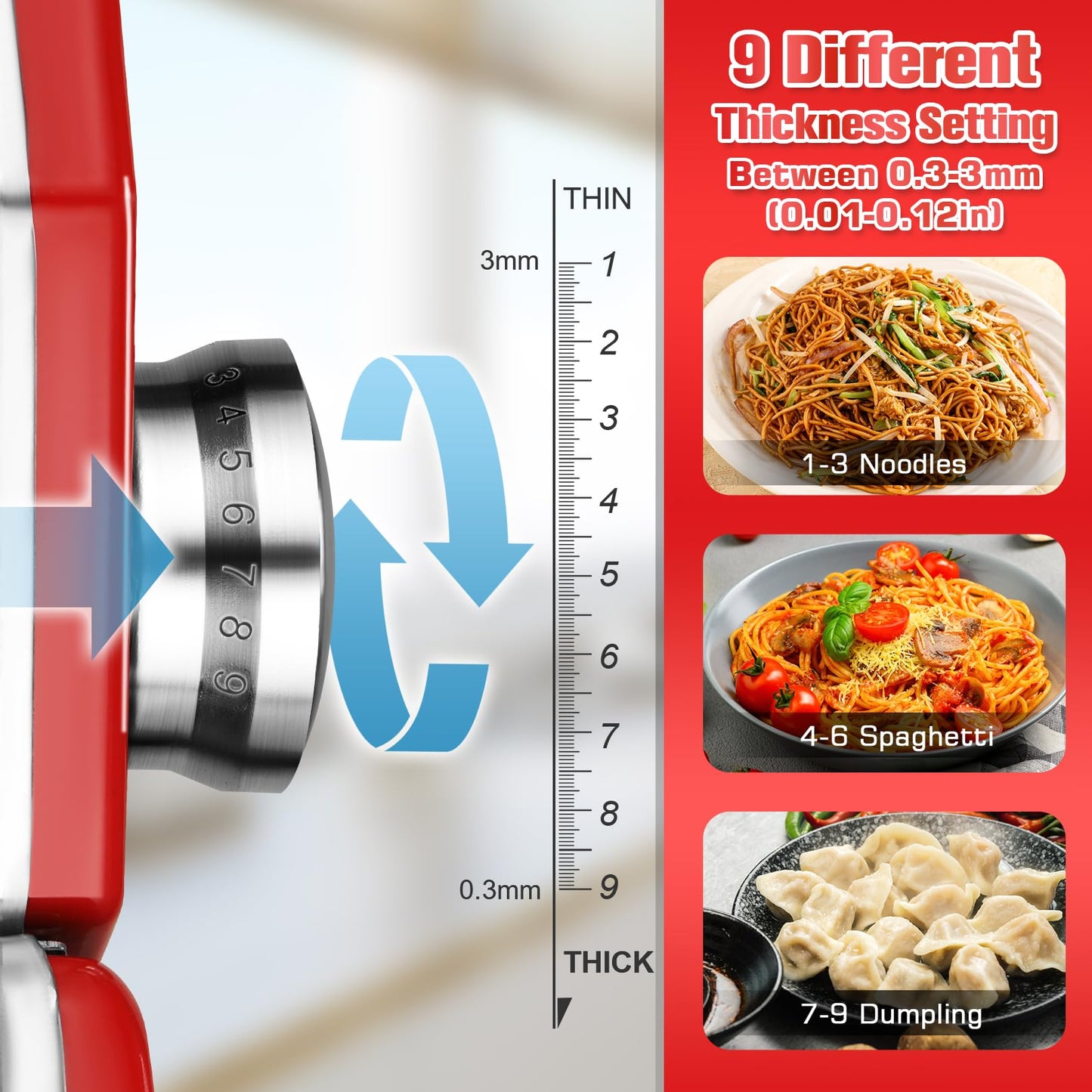 Nudelmaschine Pasta Maker Edelstahl Frische Manuell Pasta Walze Maschine Cutter mit Klemme für Spaghetti Nudeln Lasagne Bestes Pastamaschine Geschenk, Einfache Reinigung und Verwendung