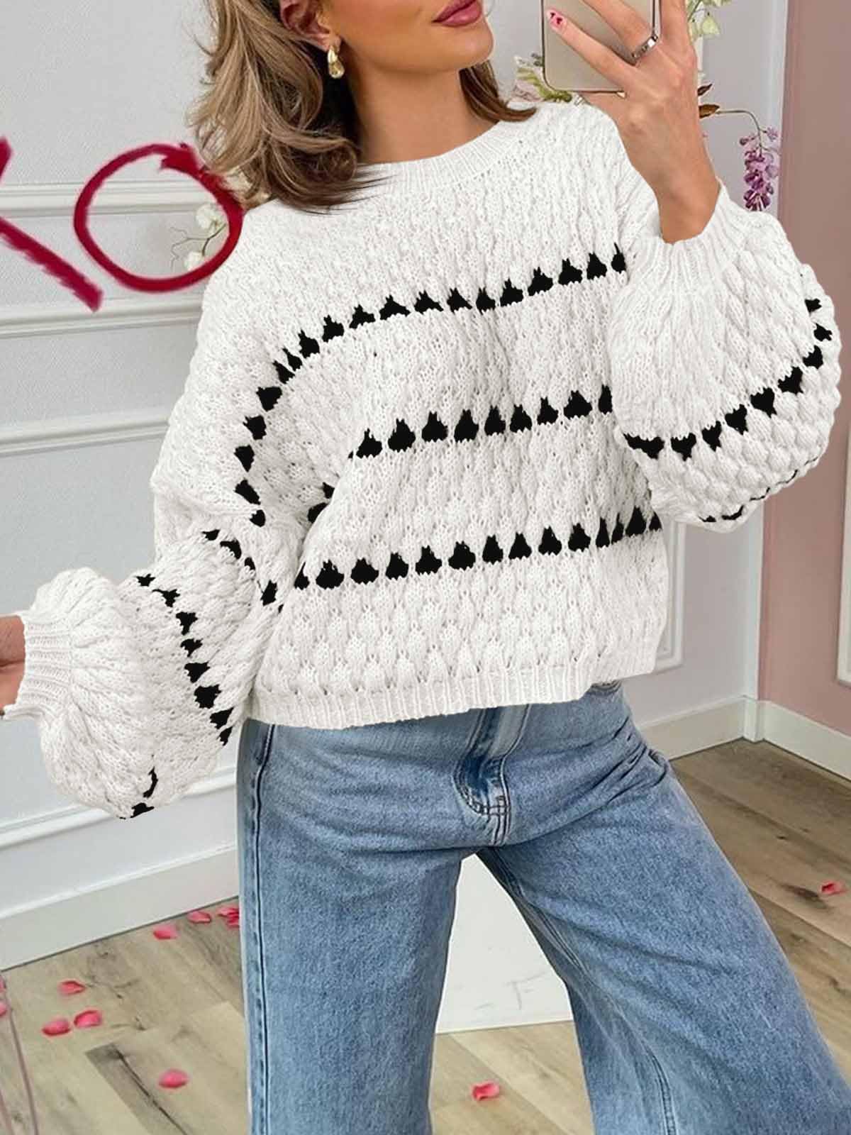 Saodimallsu Women’s Oversized Striped Knit Sweater