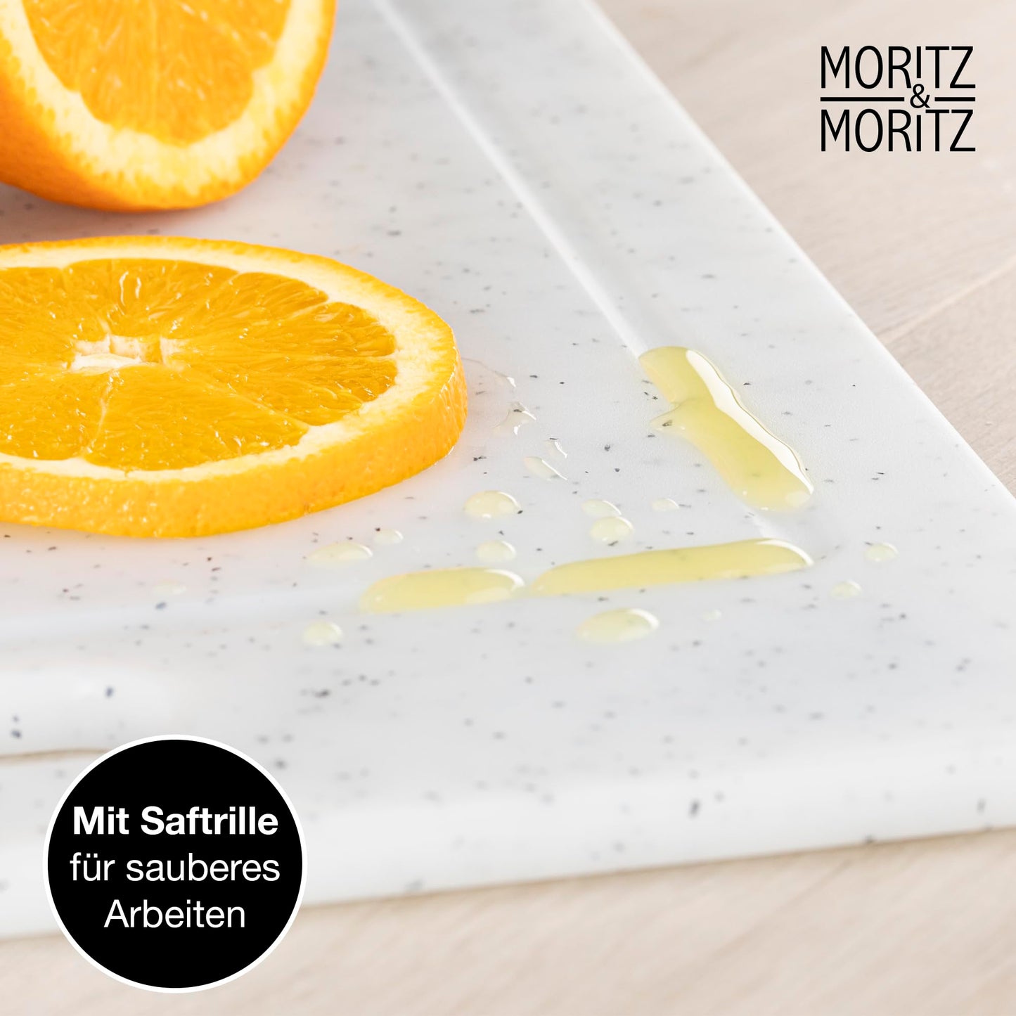 Moritz & Moritz 2x Schneidebrett Kunststoff Set in Granit Optik - 25 x 15 cm - Schneidebretter BPA frei - Frühstücksbrettchen - Schneidebrett Set hygienisch und spülmaschinenfest