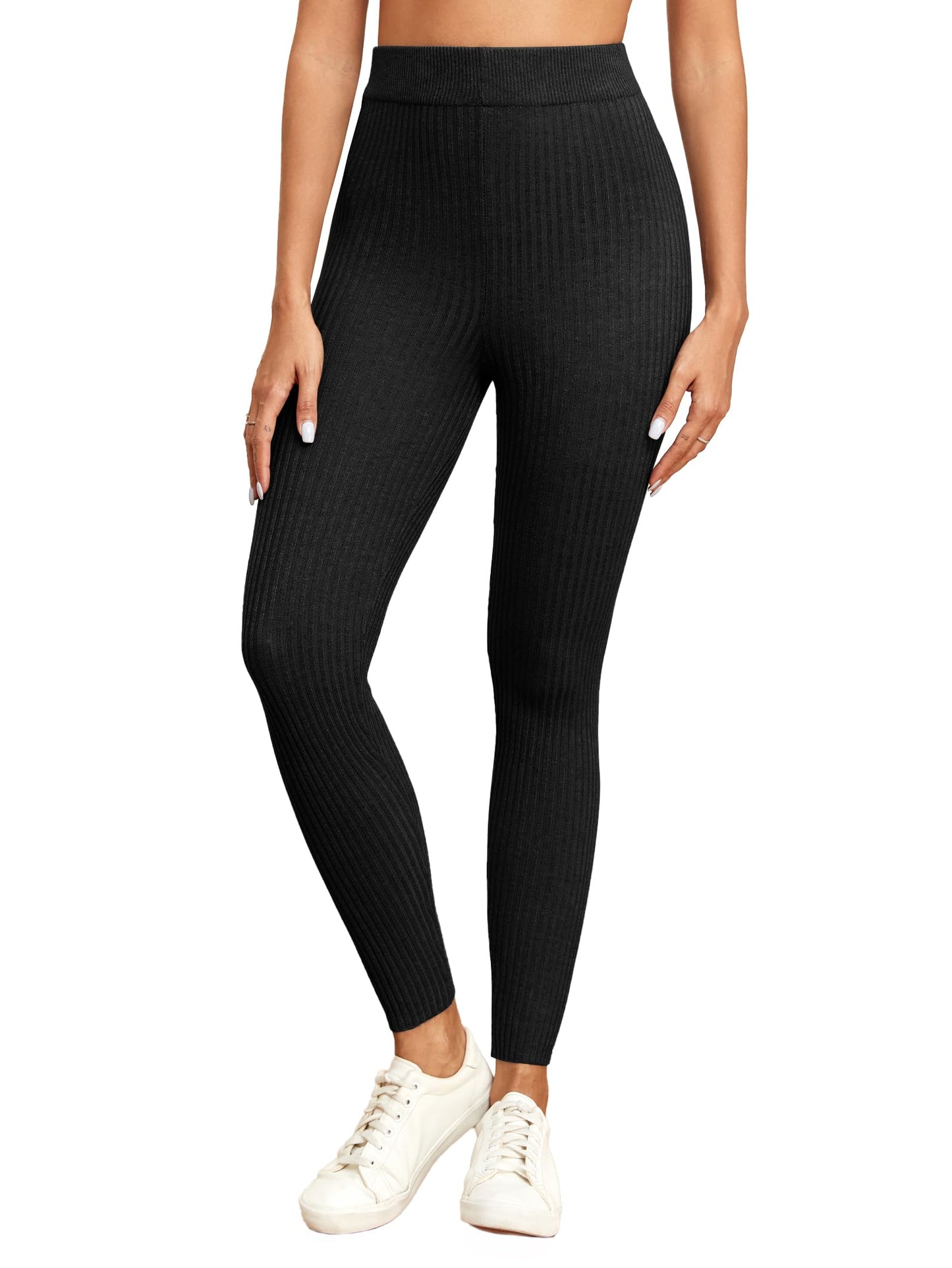 Famulily High-Waisted Ribbed Knit Leggings for Women