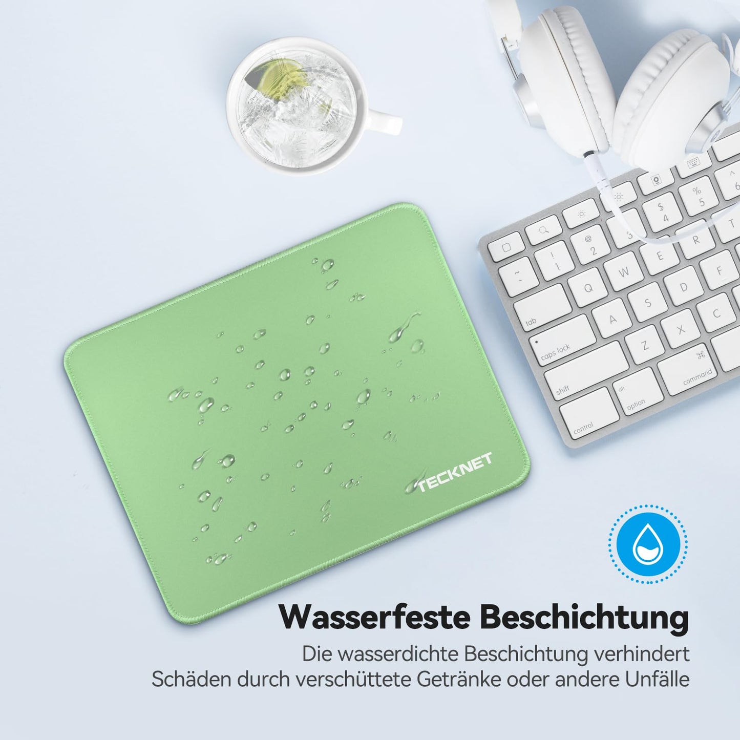 TECKNET Mauspad, 280 x 210 mm Gaming Mousepad mit Wasserdicht und Rutschfester Gummi für PC-Büro, Arbeit, Gaming, Studium, Laptop, Computer, Zuhause-Schwarz