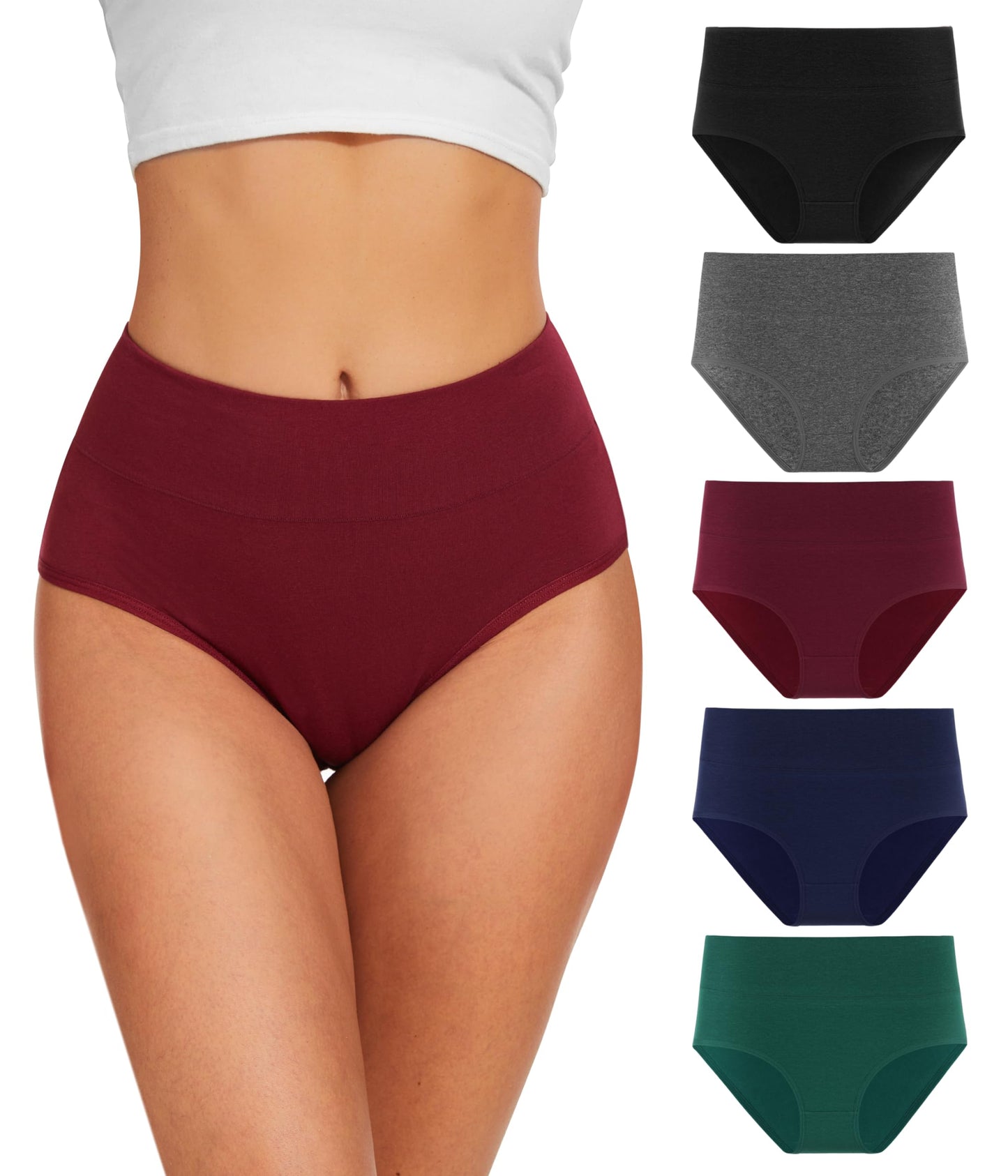 Women’s High Waist Cotton Panties 5-Pack - Sizes S-3XL