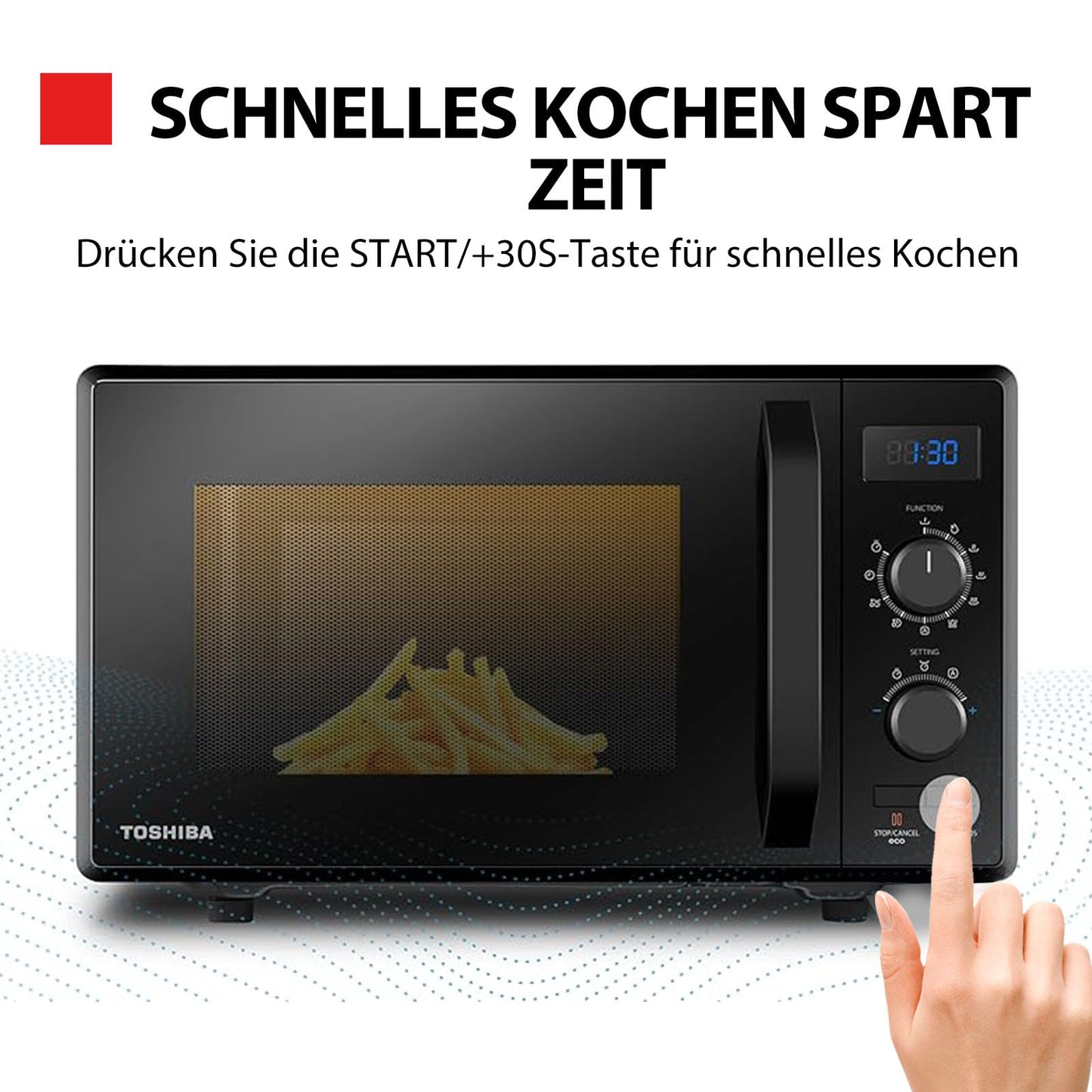 Toshiba MV-AM20T(BK) Mikrowelle/Solo-Mikrowelle/ 20 L/ 800 W/ 5 Leistungsstufen/ 12 Automatikprogramme/Emaille Innenraum/einfach zu reinigen/Auftaufunktion/Glasdrehteller (24,5 cm) /Schwarz