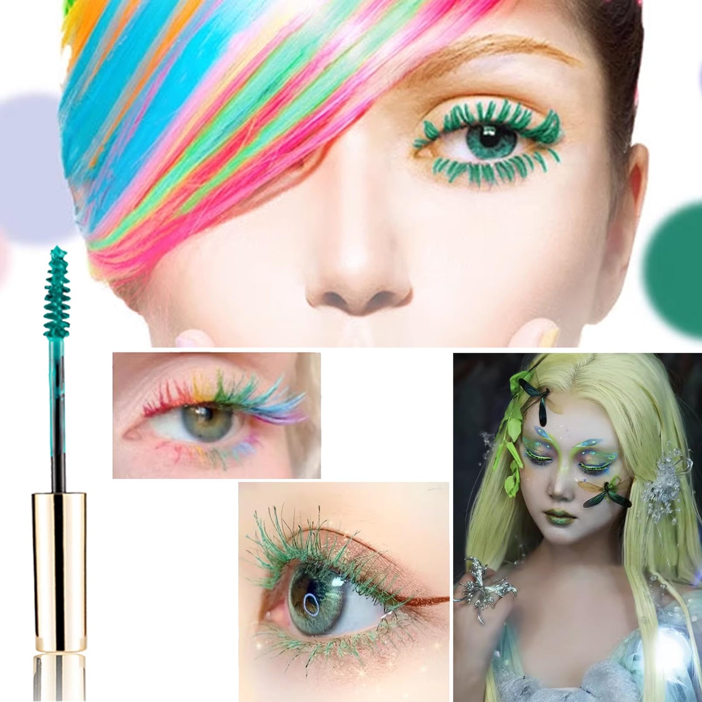 Colourful Waterproof Mascara – Volumising & Curling (Green)
