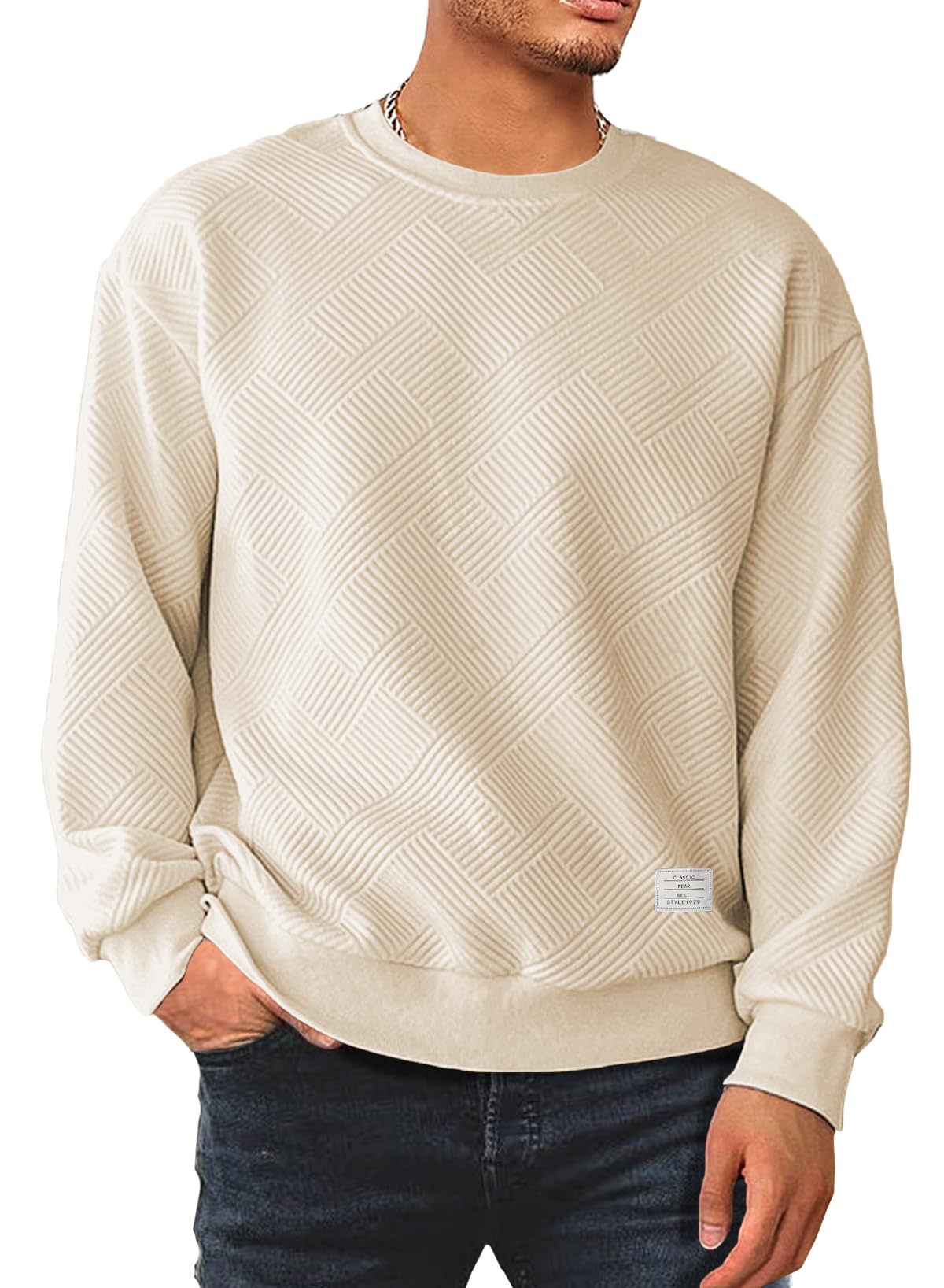 Men’s Crew Neck Colorblock Sweatshirt – Casual Raglan Pullover