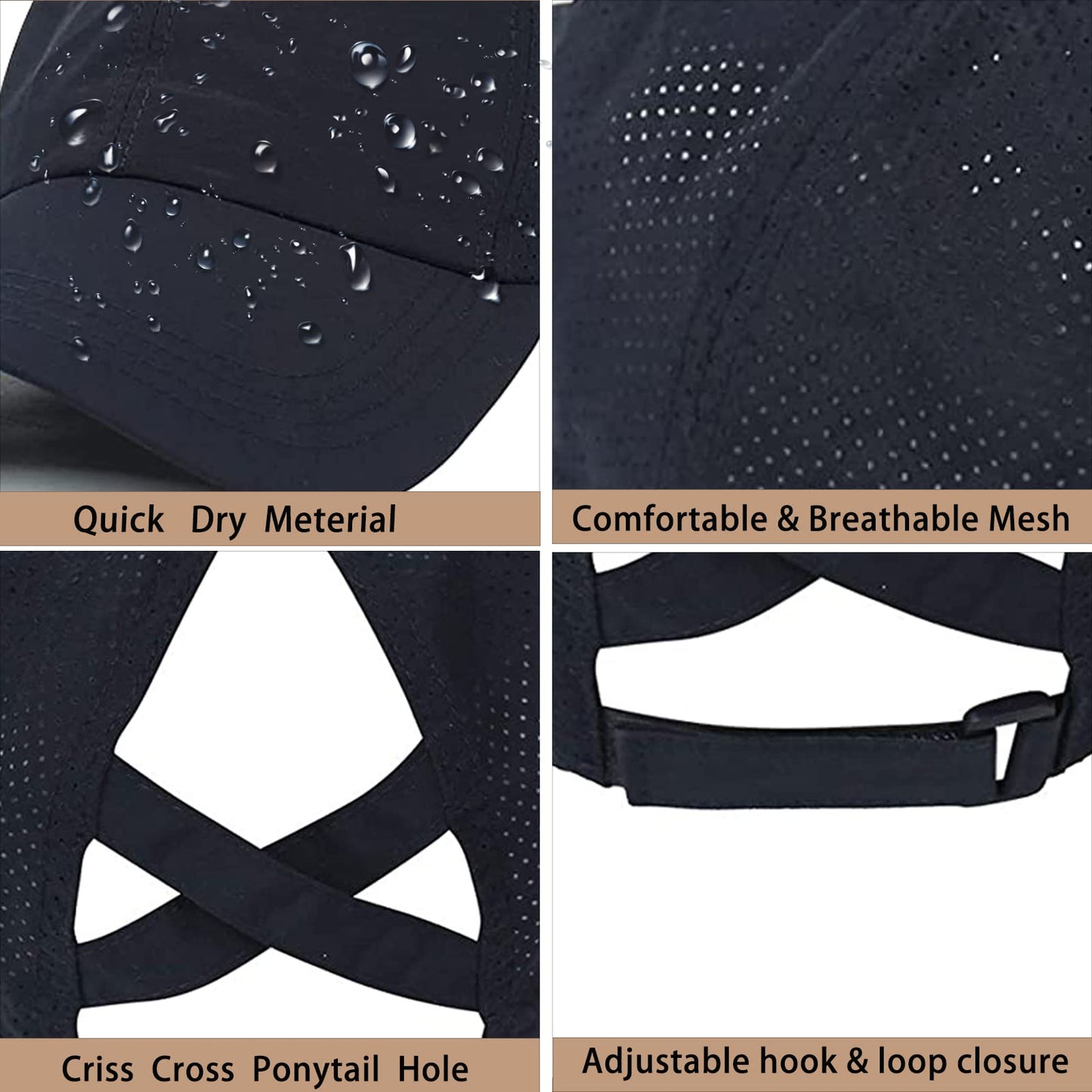 Womens Ponytail Hat Baseball Cap, Adjustable Criss Cross Baseball Cap High Bun Unisex Quick Drying Trucker Hats