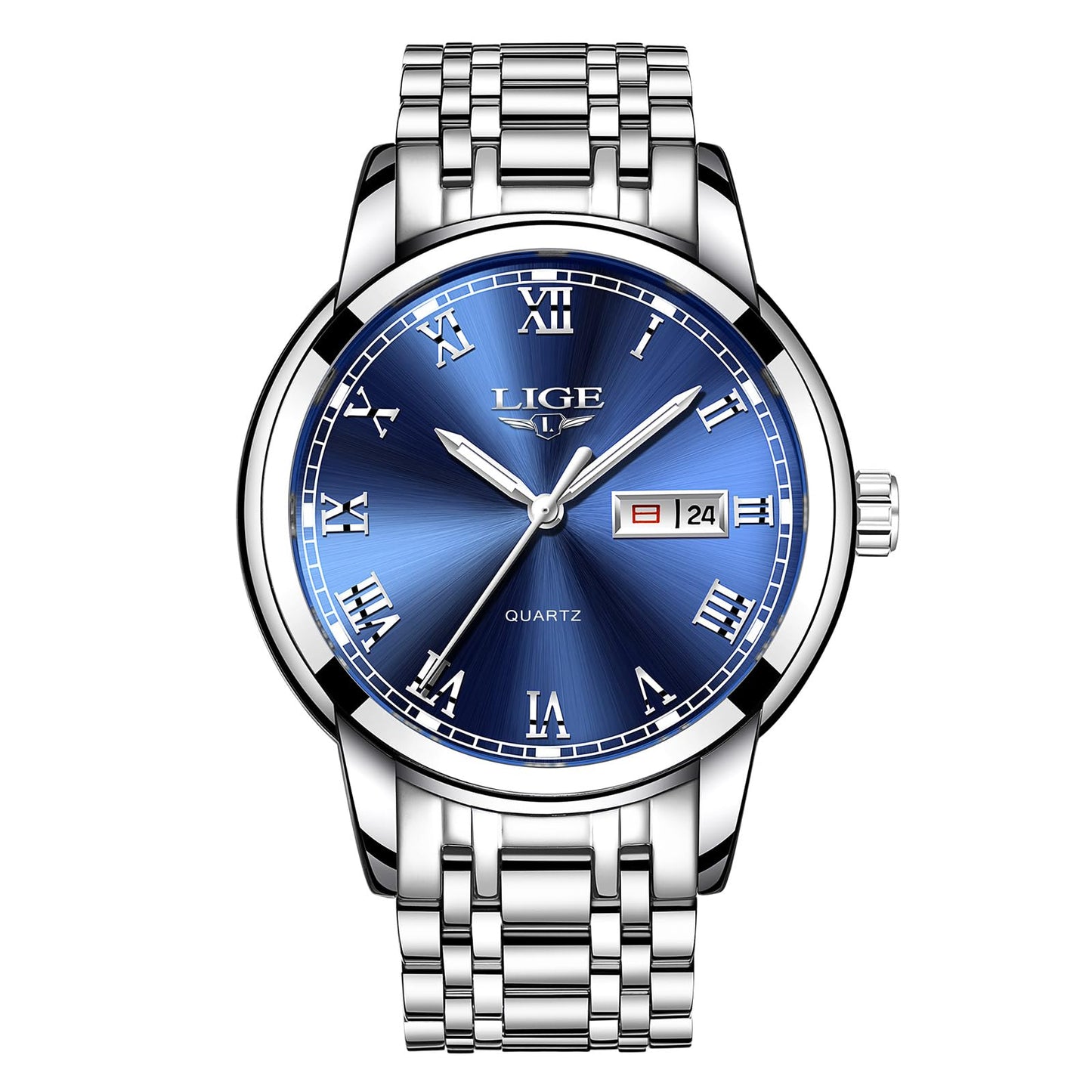 LIGE Uhren Herren Chronograph Analog Quarz Klassische Business Armbanduhr, 3ATM Wasserdicht Edelstahl Herrenuhr, Lederarmband/Edelstahlarmband Uhr Geschenk für Männer