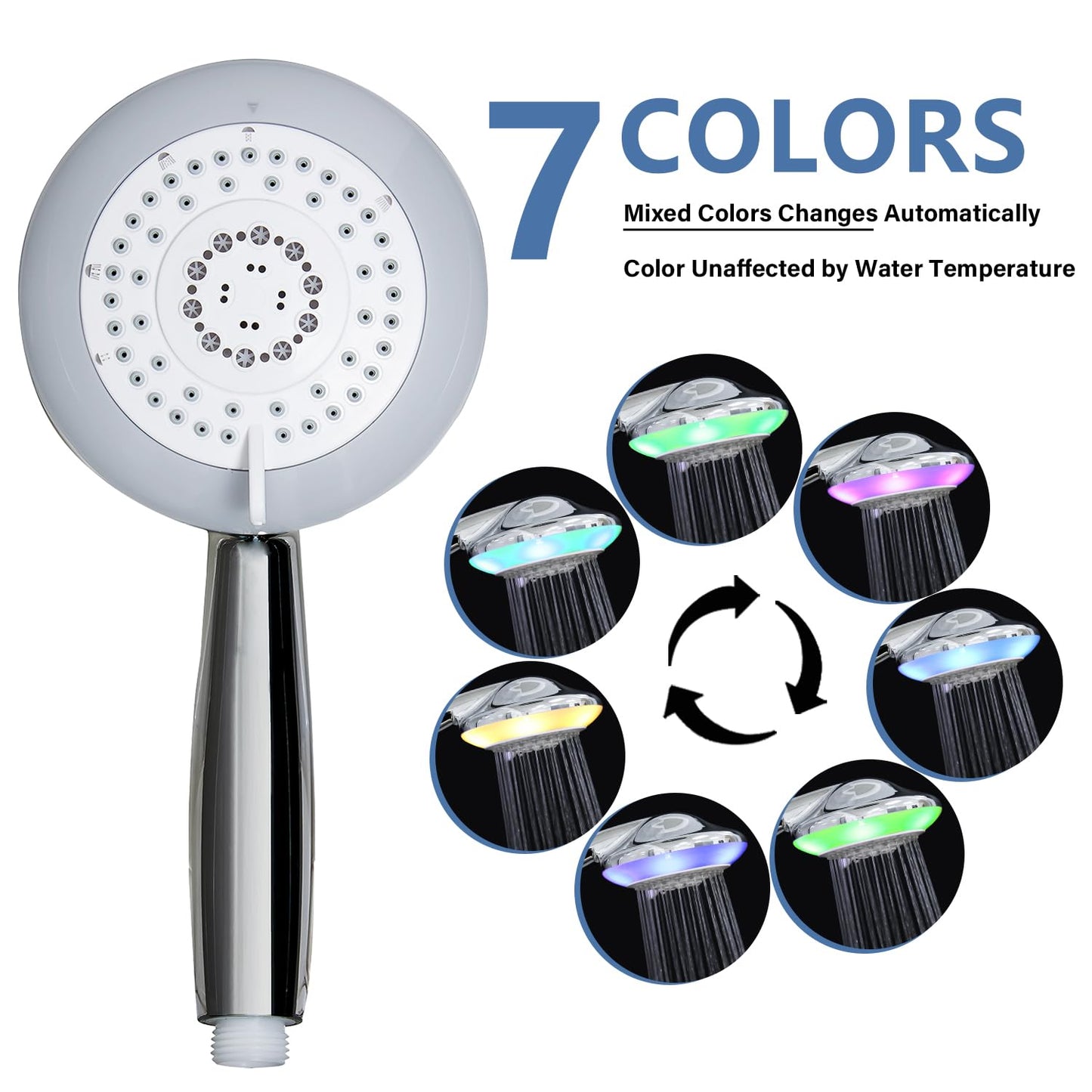 JINYOMFLY Regendusche Duschkopf mit LED, Regendusche mit LED Beleuchtung, Dusche Kopfbrause LED, 7 Farben Wechseln Automatisch, 2 Duschmodi