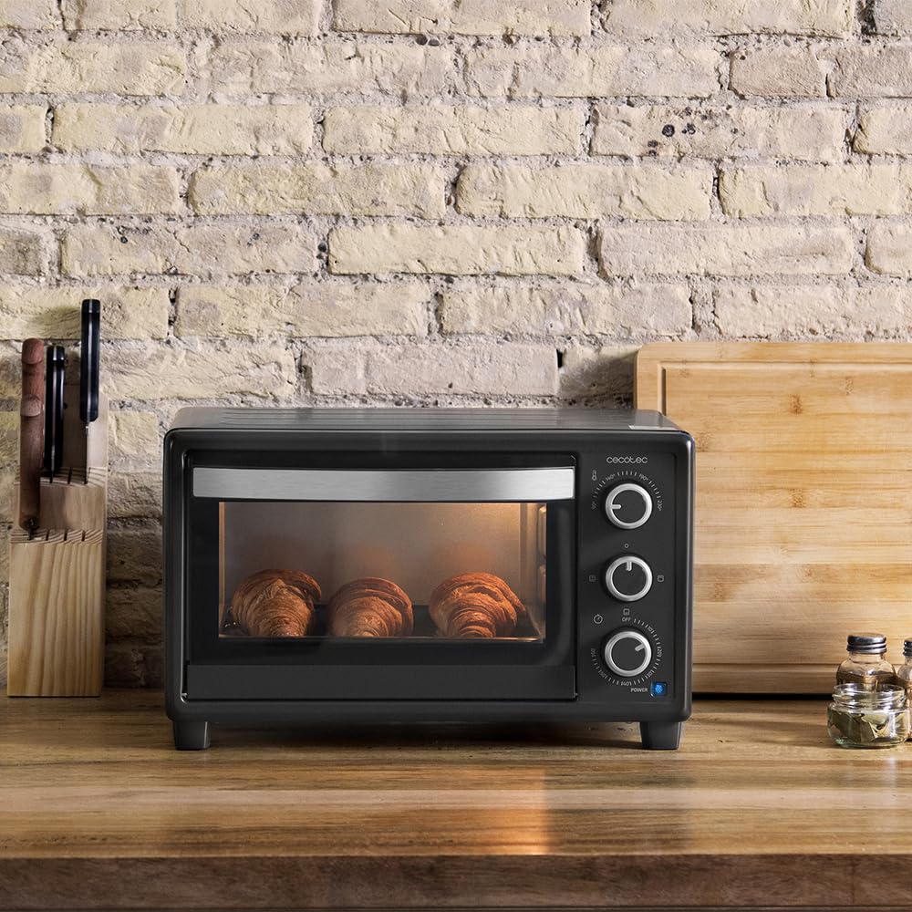 Cecotec Tischofen Bake&Toast 1090 Black, 10 L, 1000 W, 60-Minuten-Timer, Temperaturregelung bis zu 230ºC, Backblech, Grillrost und Zange mit Griff
