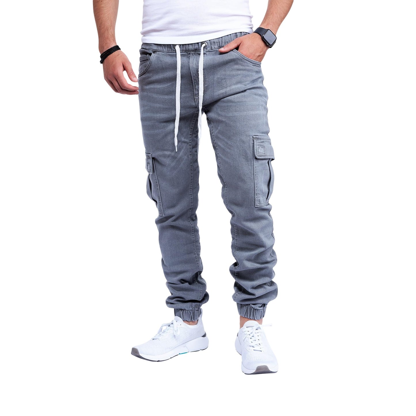 Men’s Cargo Jeans – Regular Slim Fit Denim Joggers