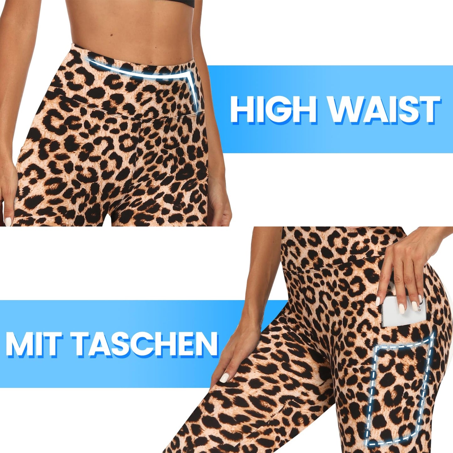 2-Pack Women’s High Waist Sport Leggings – With Pockets, Squat-Proof