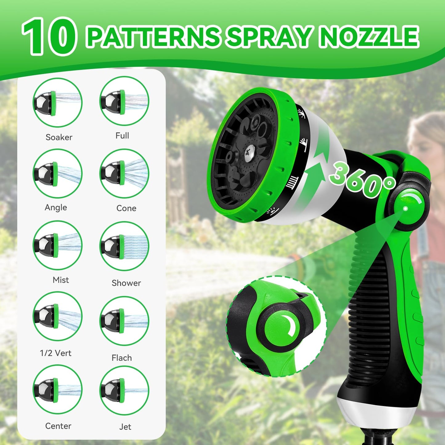 Yofidra Flexibler Gartenschlauch 30m, 3 Lagiger Latex Wasserschlauch mit 3/4 Zoll und 1/2 Zoll Metallanschlüsse, 3450D-Gewebe, Knickfrei, Strapazierfähiger Garden Hose Schlauch mit 10 Düse