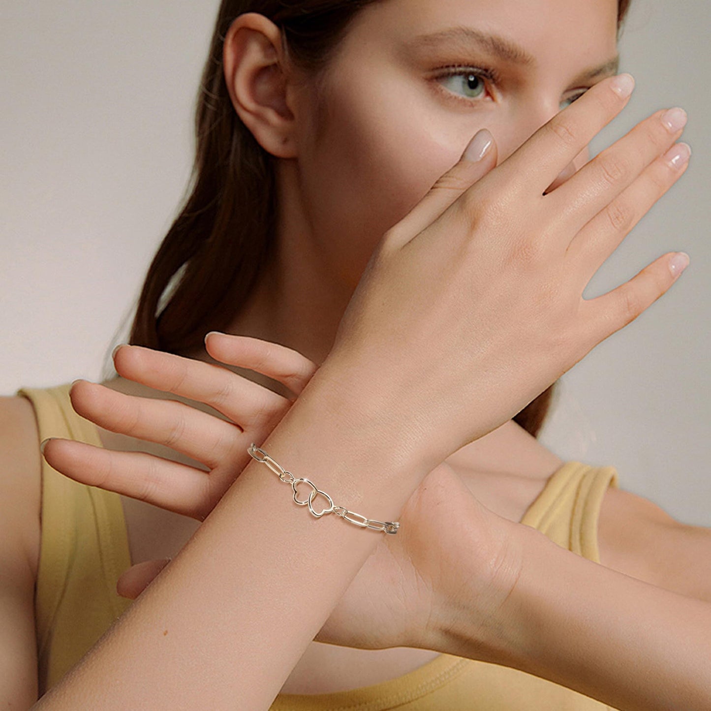 ASH'S CHOICE Double Heart Chain Bracelet