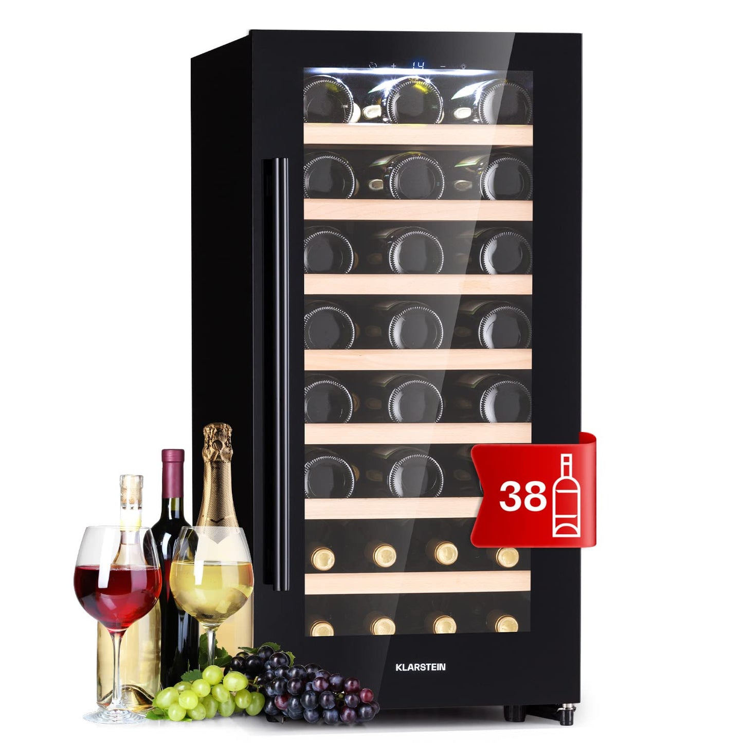 Klarstein built-in wine refrigerator, 2 zone drinks refrigerator small, small wine cabinet 306L, small wine refrigerator with glass door, indoor/outdoor bottle refrigerator, wine fridge 116 bottles