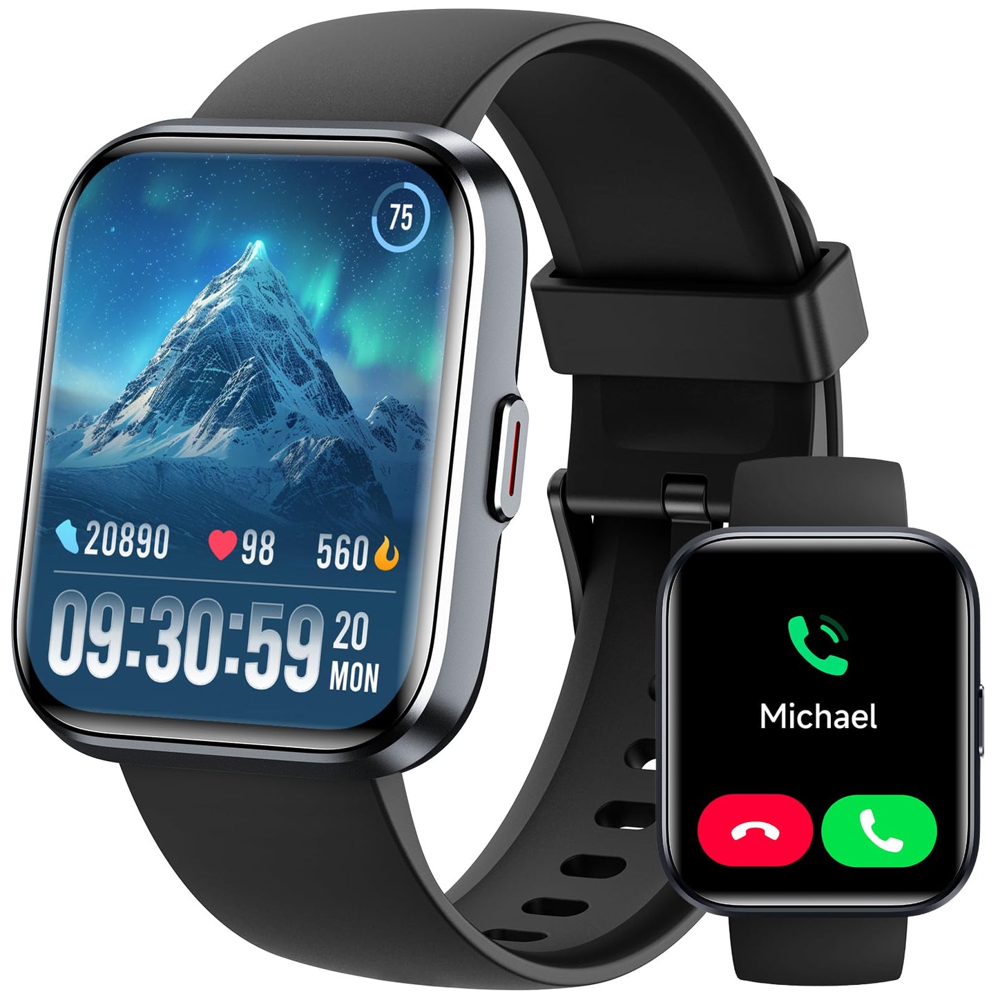 Smartwatch Damen Herren, Smart Watch mit Telefonfunktion Alexa, 1,8" Fitnessuhr Damen Sportuhr mit 100 Sportmodi & IP68, Herzfrequenz SpO2 Schlafmonitor, Armbanduhr Schrittzähler Uhr für Android iOS