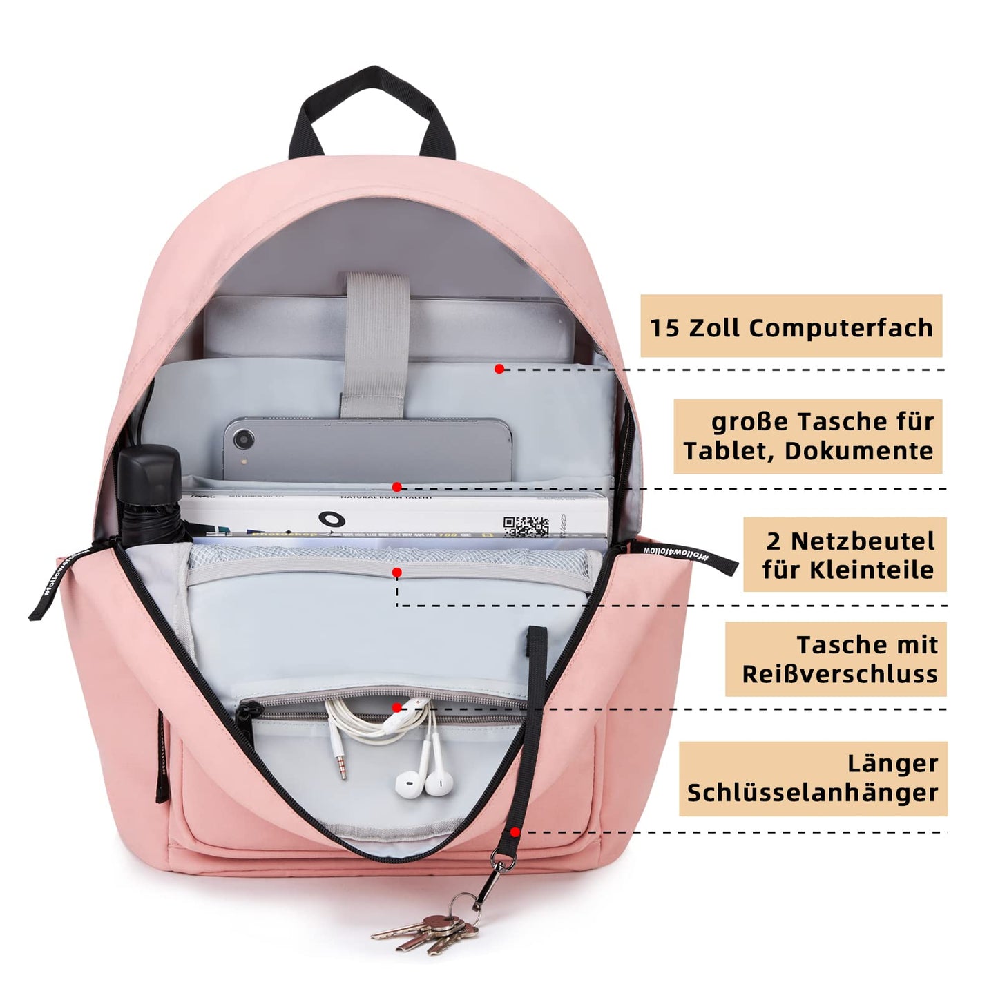 KALIDI Unisex Backpack with Laptop Compartment