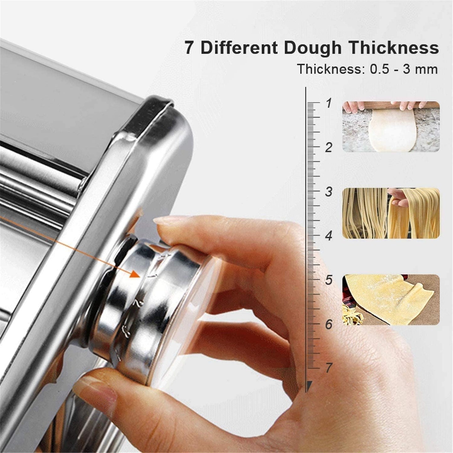 Nudelmaschine Pasta Maker Edelstahl Frische Manuell Pasta Walze Maschine Cutter mit Klemme für Spaghetti Nudeln Lasagne Bestes Pastamaschine Geschenk, Einfache Reinigung und Verwendung