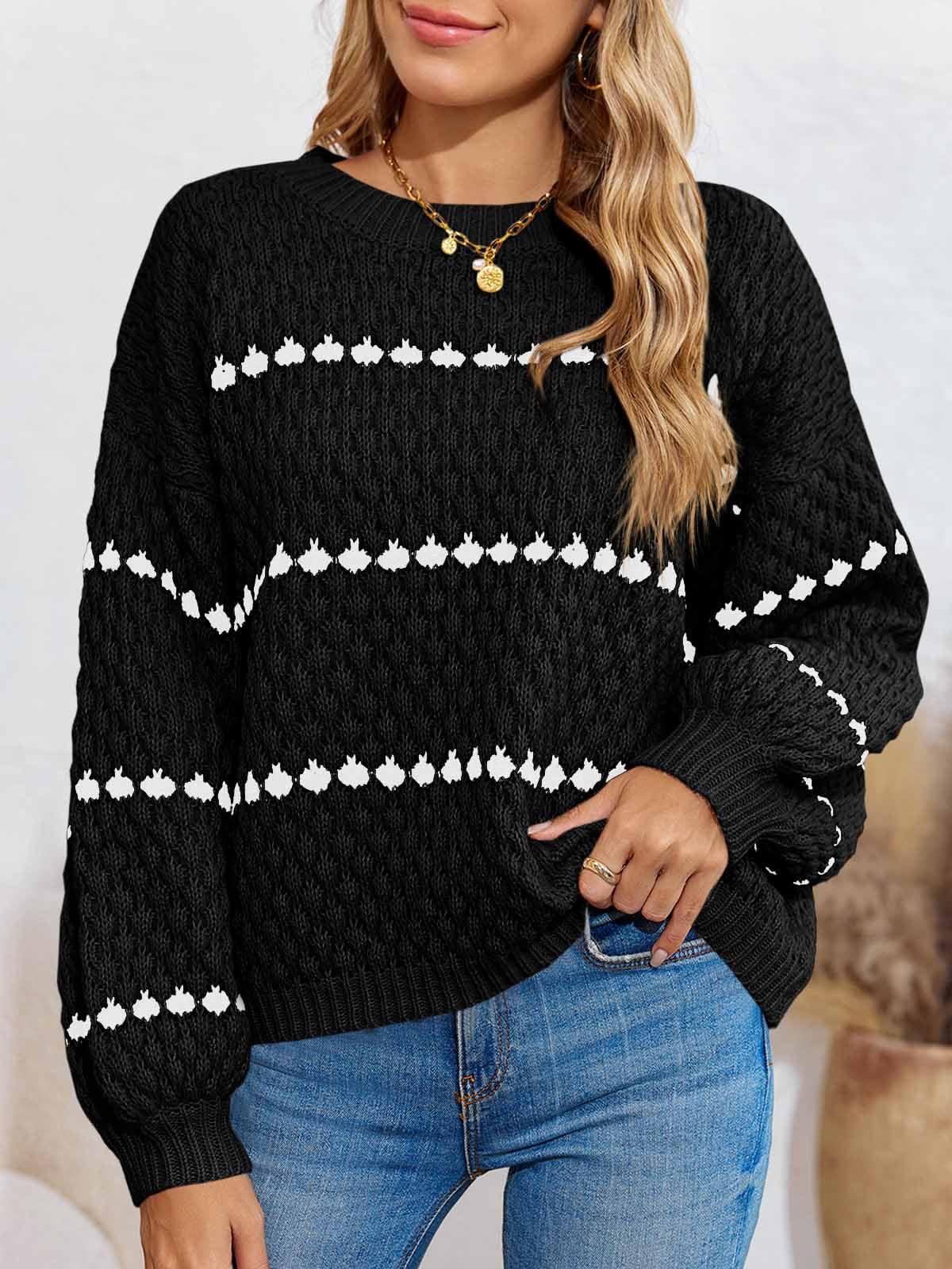 Saodimallsu Women’s Oversized Striped Knit Sweater