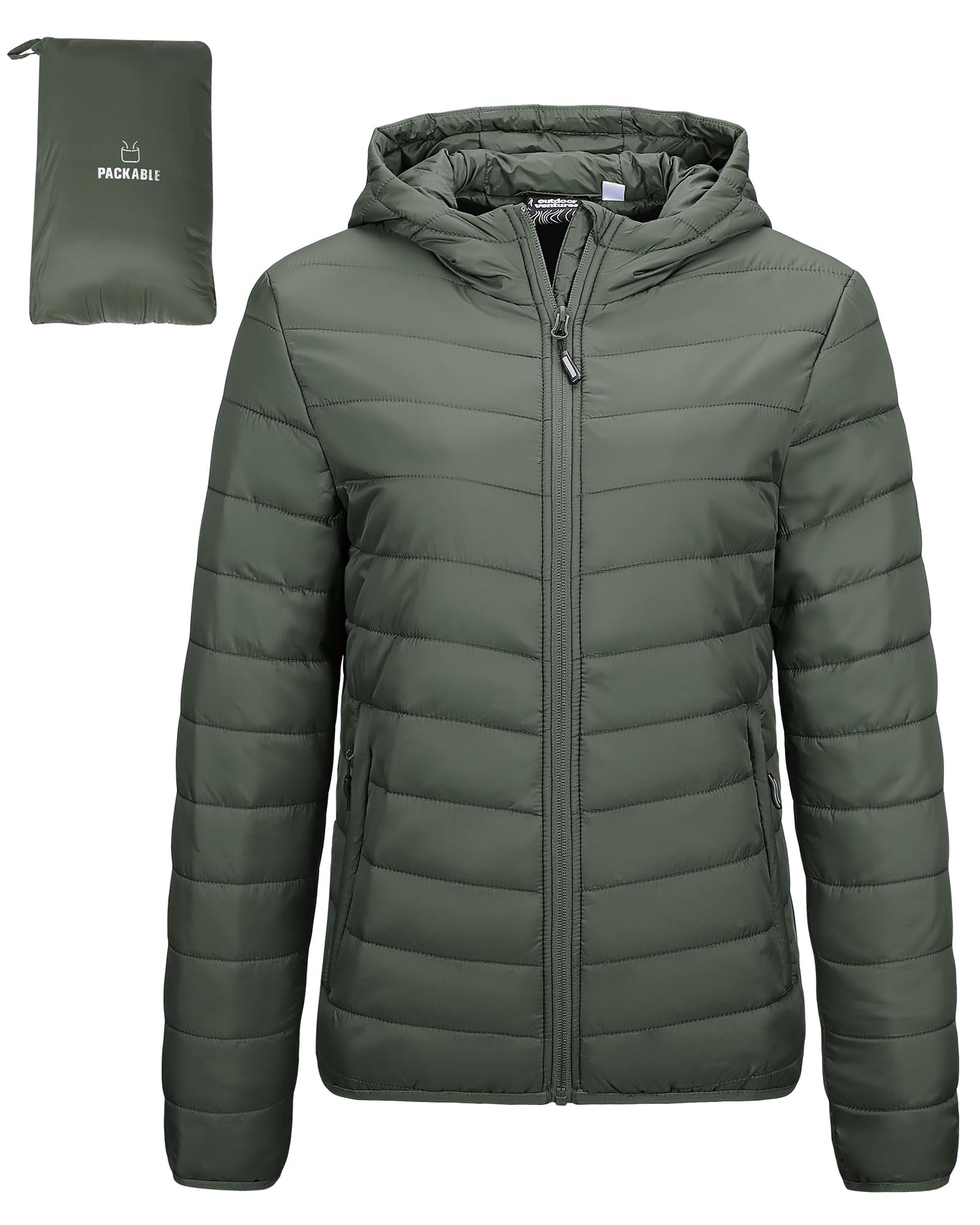 Outdoor Ventures Women’s Lightweight Hooded Puffer Jacket