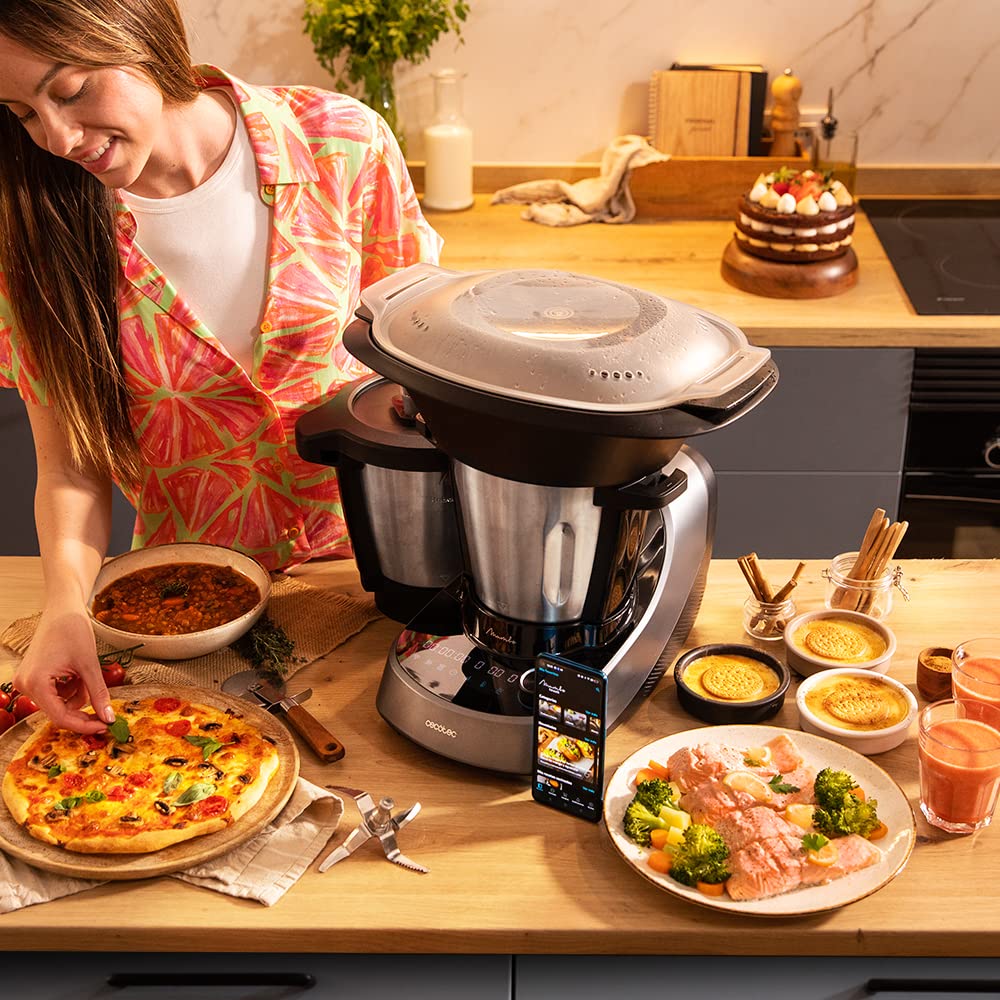 Cecotec Mambo 11090 Multifunctional Kitchen Robot 1600 W, 37 Functions, App, Scale and 3.3 Litre Stainless Steel Jug, Dishwasher Safe, Recipe Book and Accessories