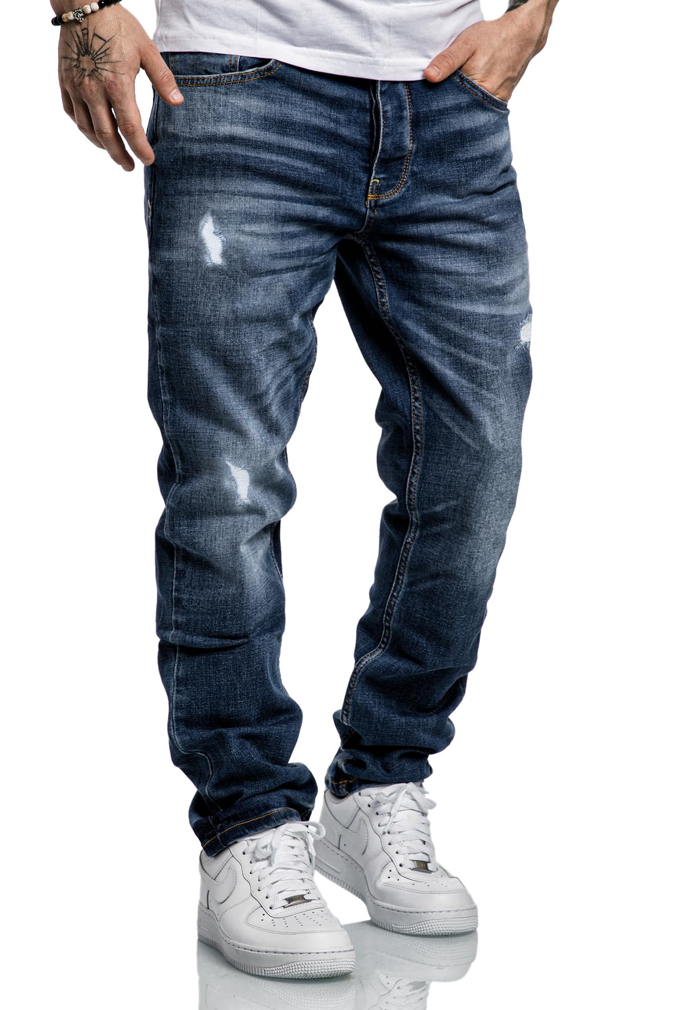 Amaci&Sons Men’s Regular Fit Straight Leg Jeans