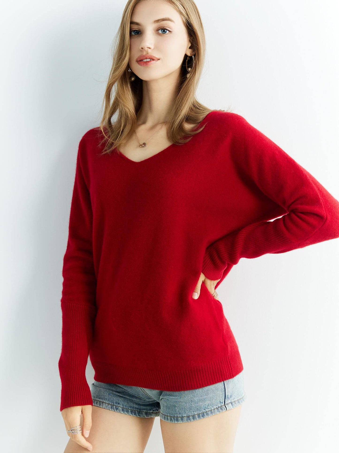 Chanyarn Women’s 100% Merino Wool Sweater – Soft V-Neck Oversized Pullover