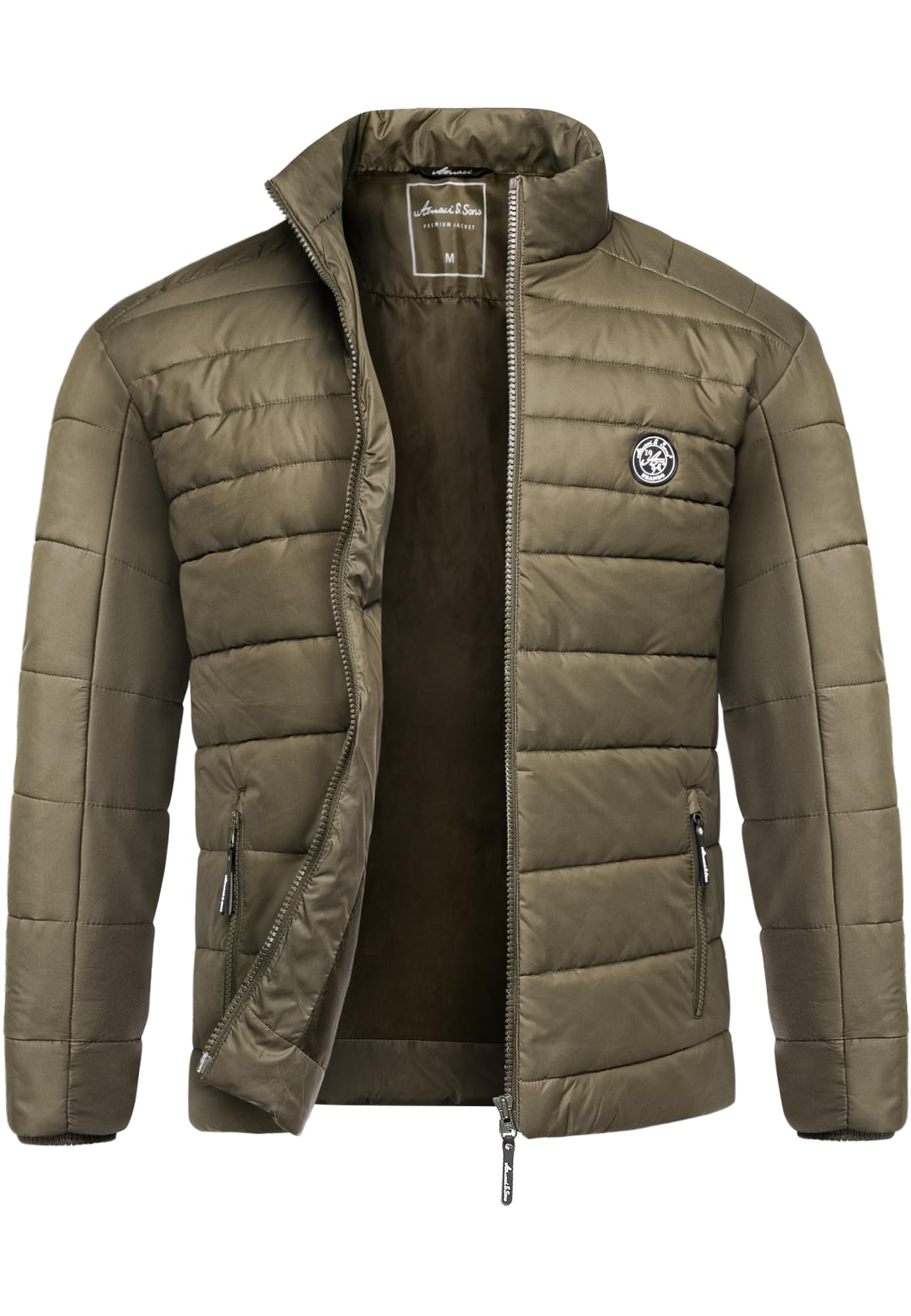 Amaci&Sons Men’s Quilted Jacket – Outdoor Basic Patch Coat for Stylish Warmth