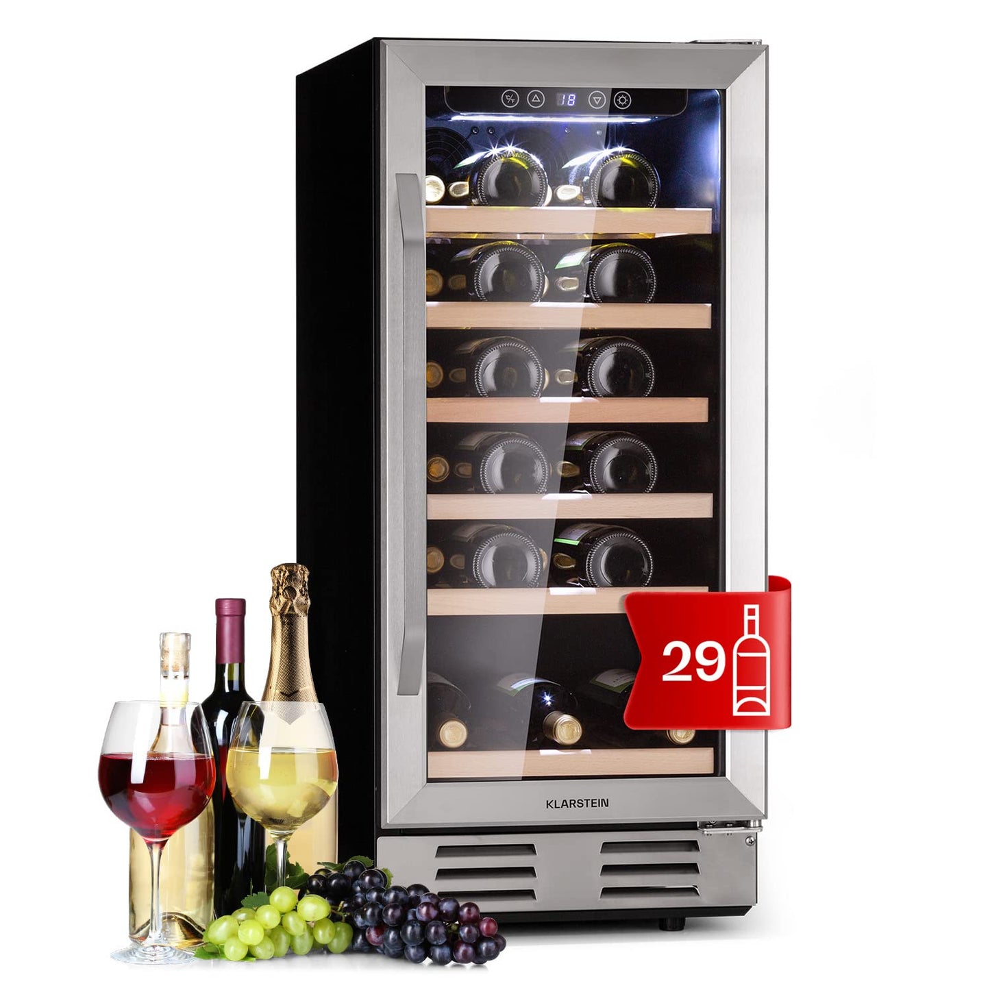 Klarstein built-in wine refrigerator, 2 zone drinks refrigerator small, small wine cabinet 306L, small wine refrigerator with glass door, indoor/outdoor bottle refrigerator, wine fridge 116 bottles