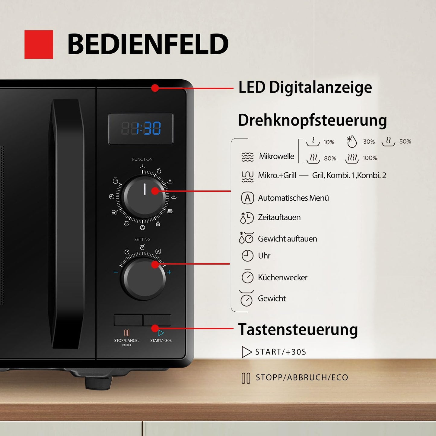 Toshiba MV-AM20T(BK) Mikrowelle/Solo-Mikrowelle/ 20 L/ 800 W/ 5 Leistungsstufen/ 12 Automatikprogramme/Emaille Innenraum/einfach zu reinigen/Auftaufunktion/Glasdrehteller (24,5 cm) /Schwarz