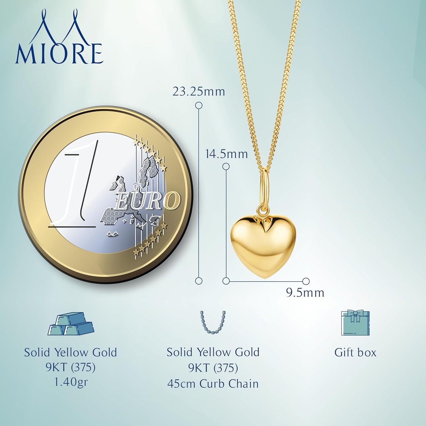 MIORE Women's Gold Heart Necklace