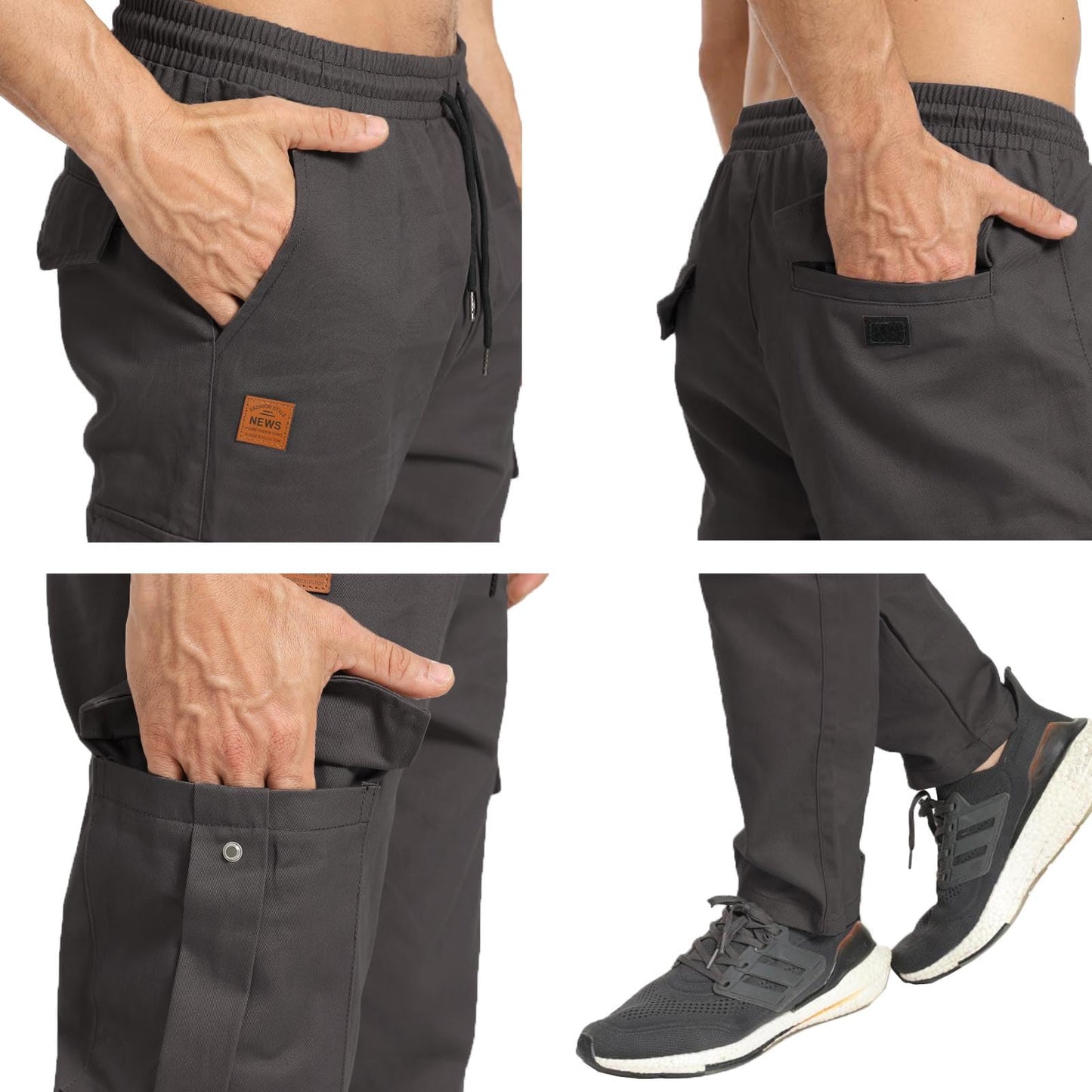 JustSun Men’s Cargo Jogger Pants – 100% Cotton Chino Style