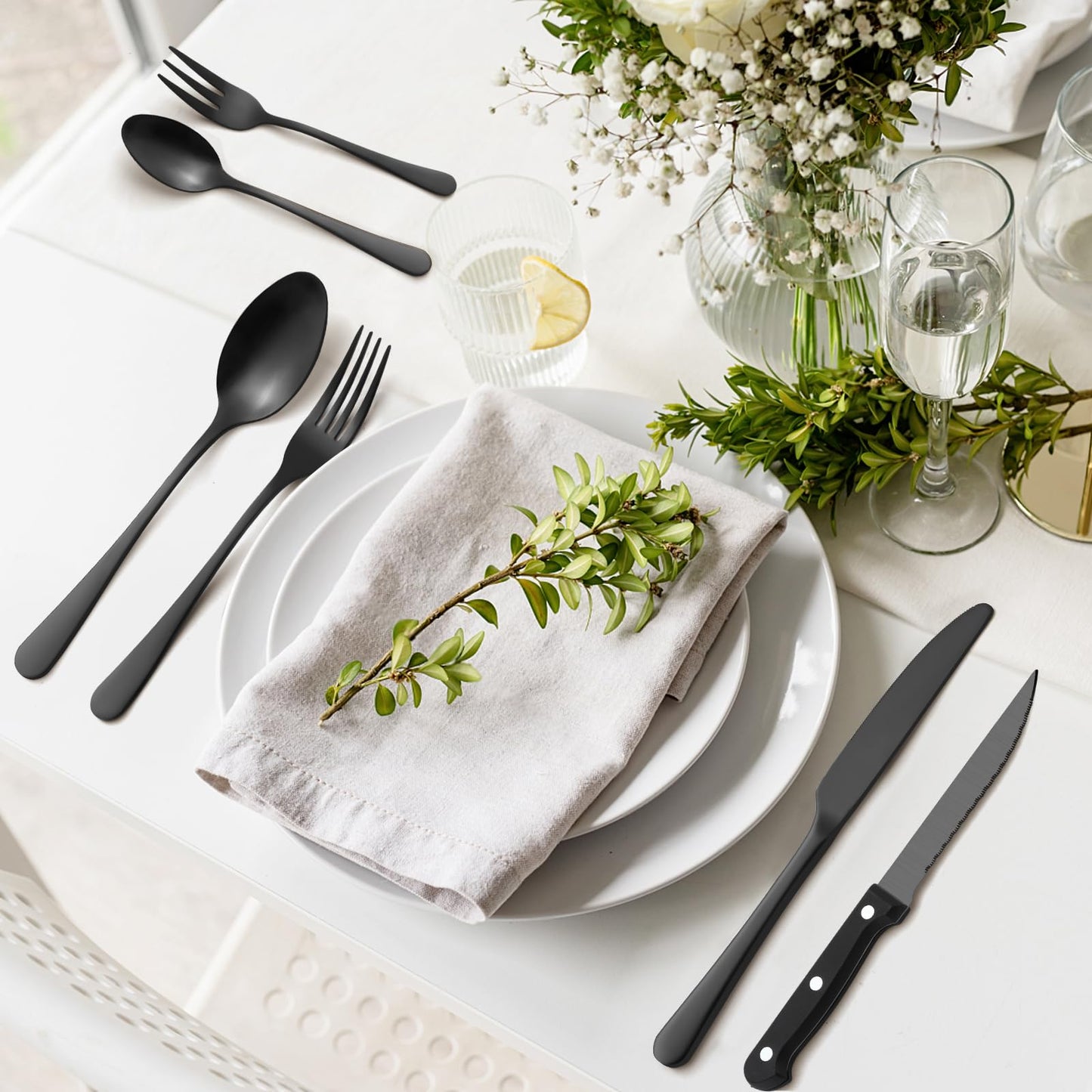 BEWOS 36-teiliges Besteck set mit Steakmesser Service für 6, Premium-Edelstahl-Bestecksets für Haus & Küche, Hochwertiges Messer-Löffel-Gabel-Besteck-Set Hochglanzpoliert, Spülmaschinenfest