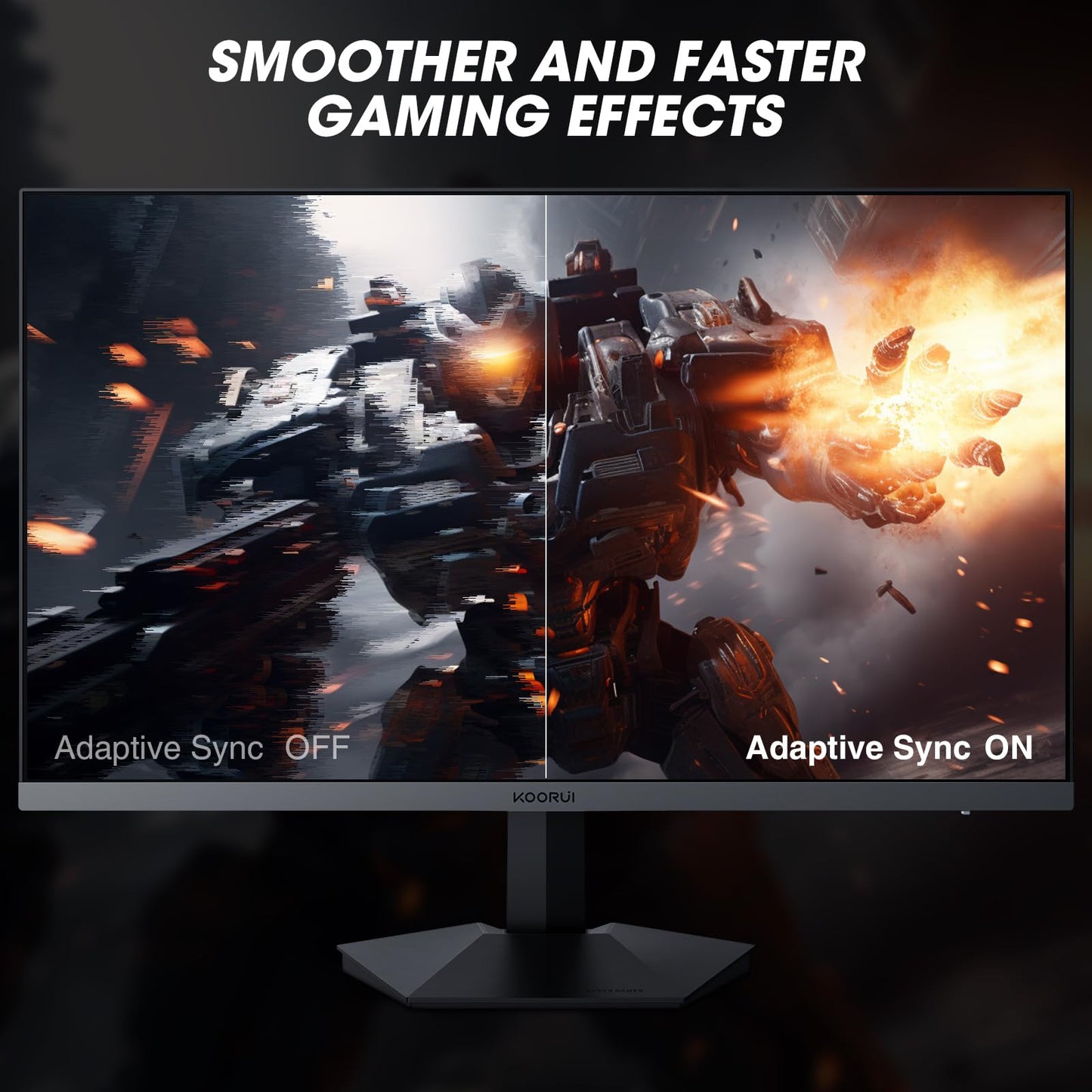 KOORUI Gaming Monitor 24 Zoll - FHD PC Bildschirm VA 165Hz 1ms Monitor 144hz, AdaptiveSync Technology, DCI-P3 85%, 2 x HDMI, DP Neigbar, Schwarz
